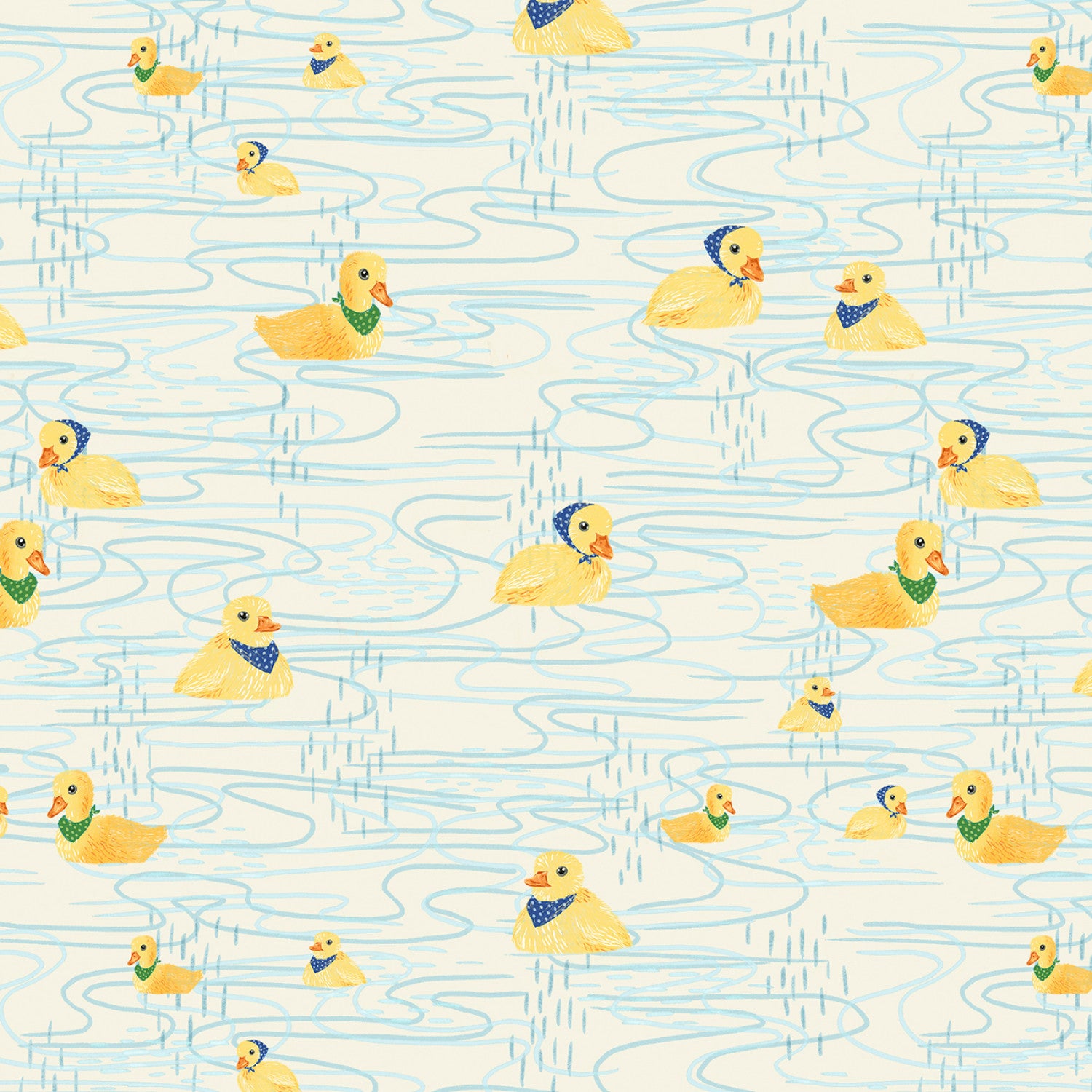 Darling Ducklings | Ducklings Swimming Ecru by Raquel Maciel for P&B Textiles | DDUC05498-E