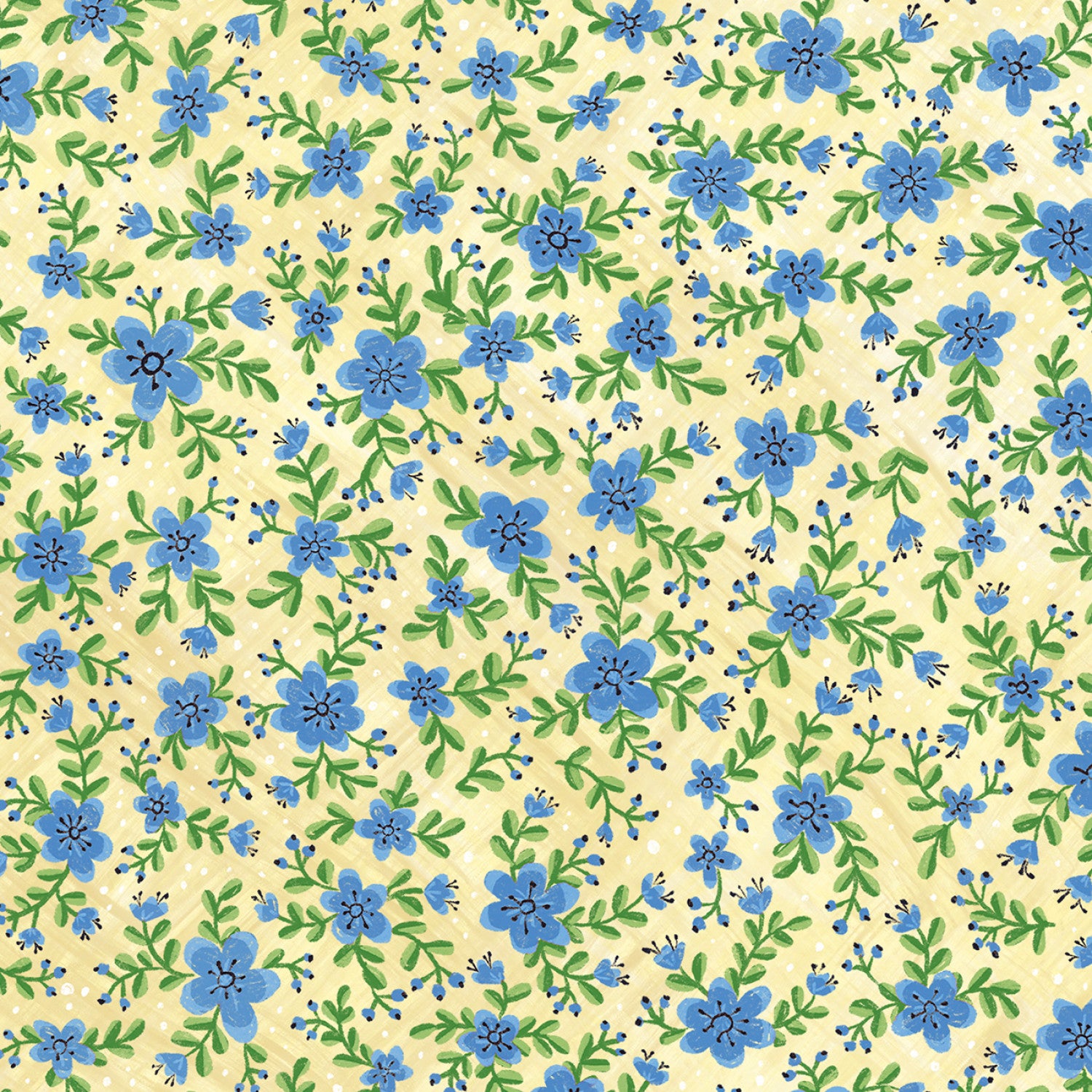 Darling Ducklings | Allover Floral Blue by Raquel Maciel for P&B Textiles | DDUC05499-EB