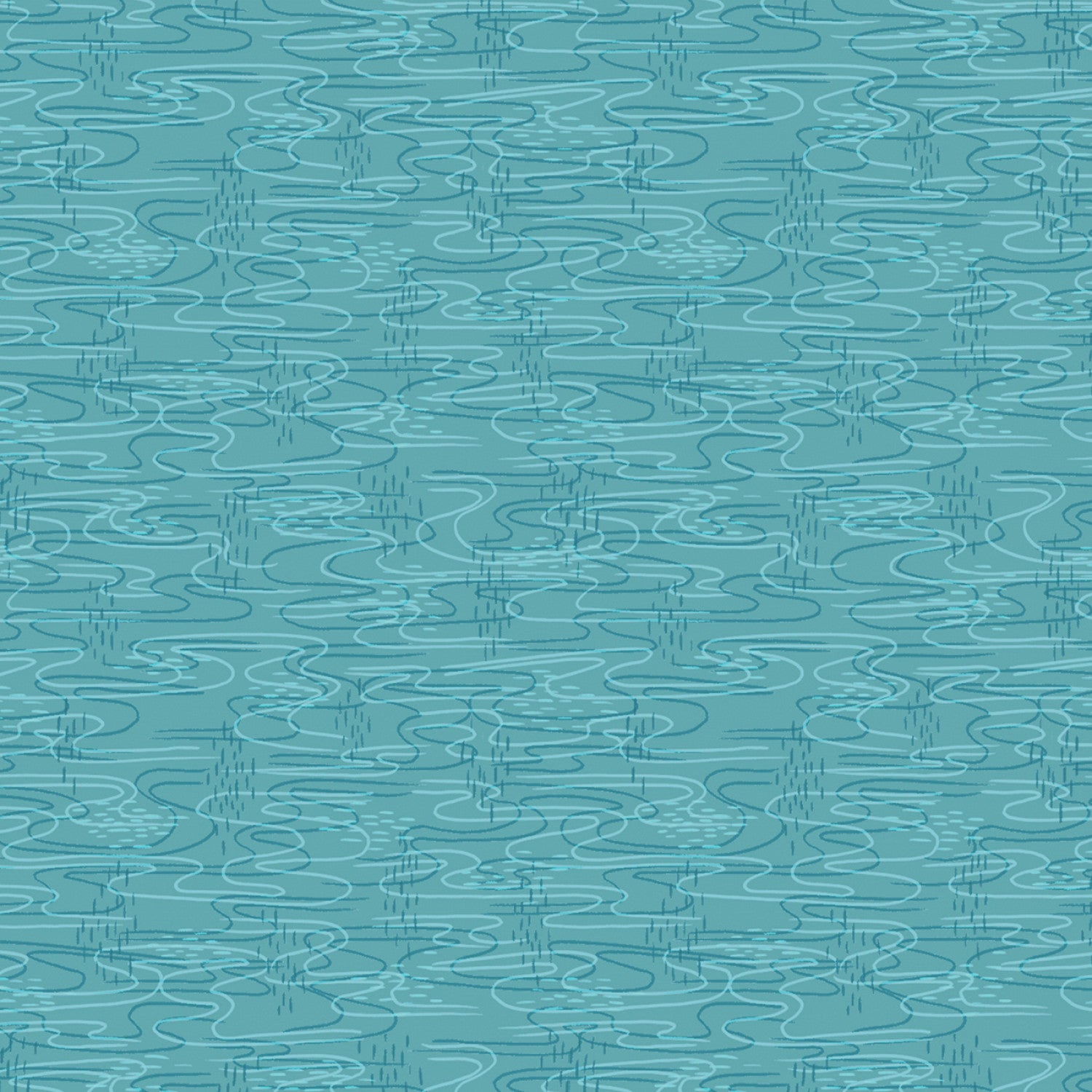 Darling Ducklings | Watery Waves Dark Turquoise by Raquel Maciel for P&B Textiles | DDUC05500-DT