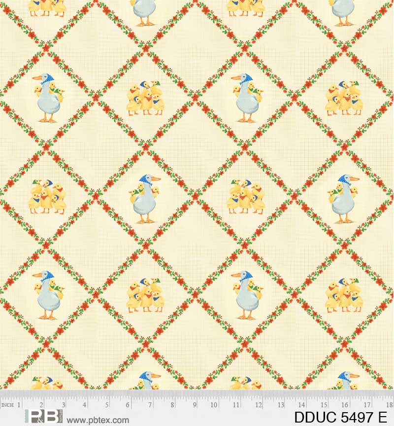 Darling Ducklings | Diamond Ducklings Ecru by Raquel Maciel for P&B Textiles | DDUC05497-E