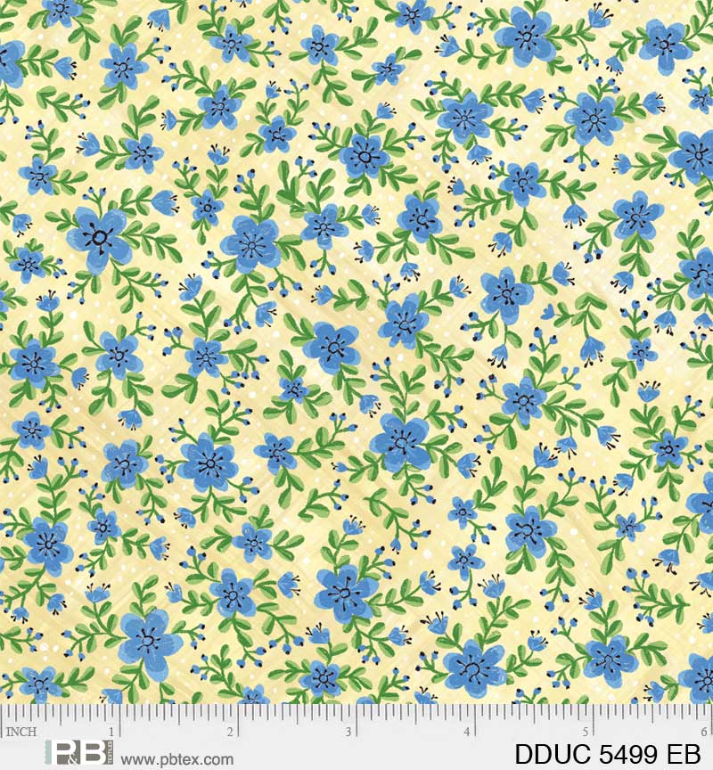 Darling Ducklings | Allover Floral Blue by Raquel Maciel for P&B Textiles | DDUC05499-EB