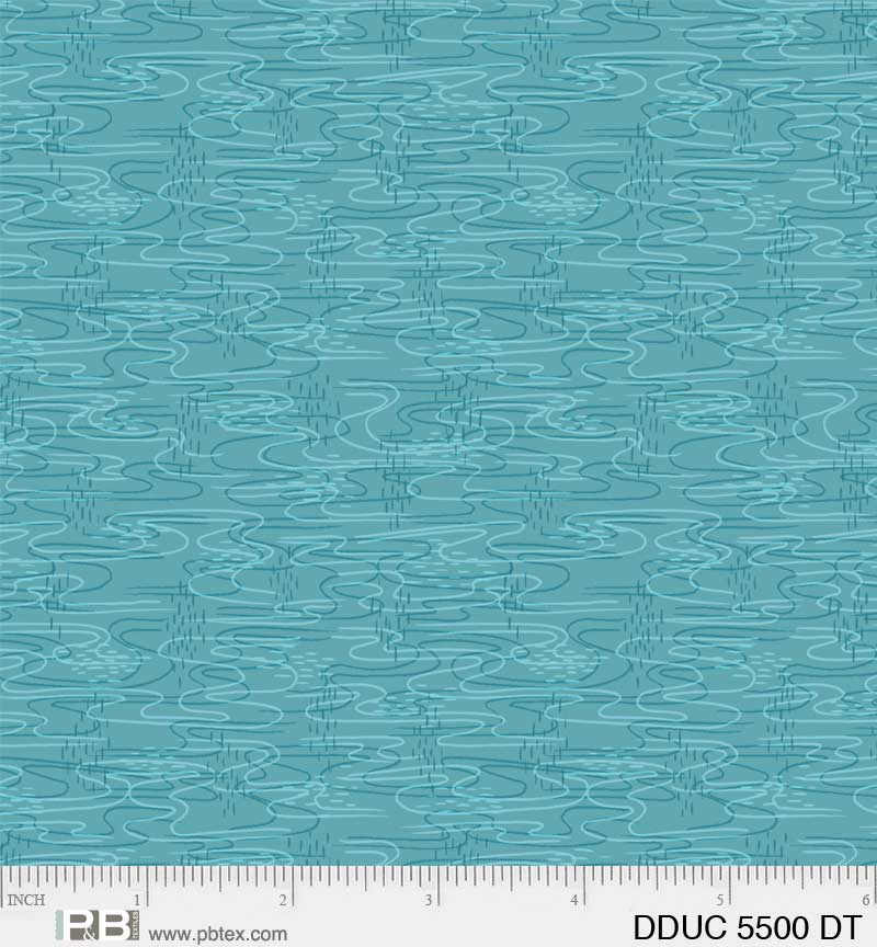 Darling Ducklings | Watery Waves Dark Turquoise by Raquel Maciel for P&B Textiles | DDUC05500-DT