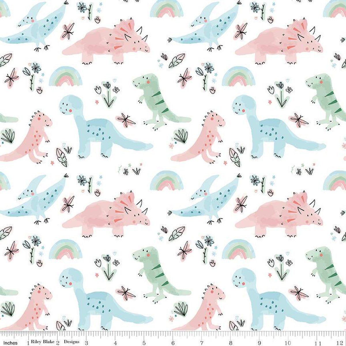 Flannel Dinosaurs White from Riley Blake Designs