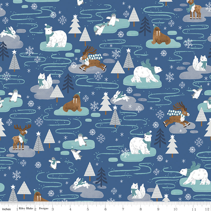 Northern Lights Flannel | Main Ocean by Natàlia Juan Abelló for Riley Blake | F15000-OCEAN