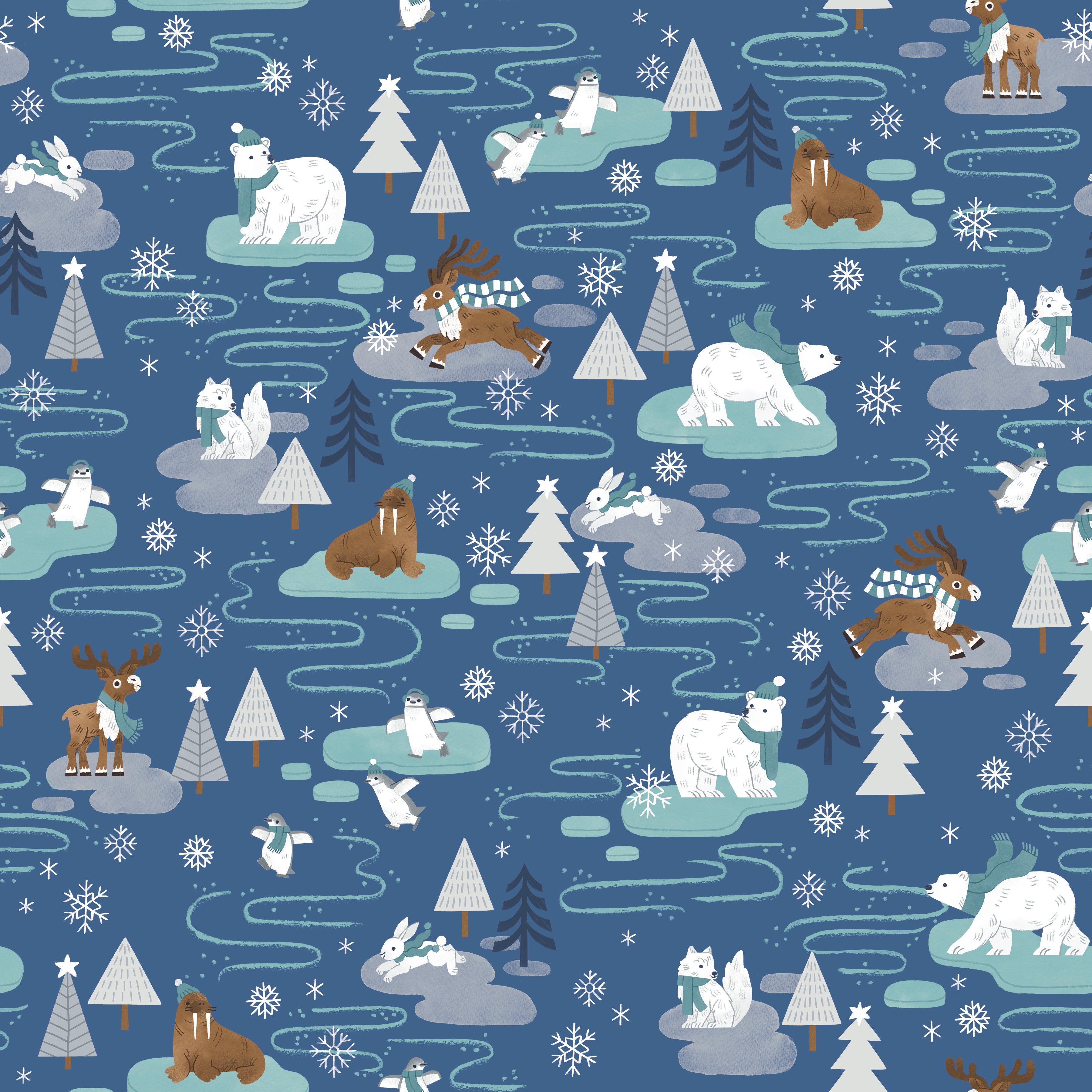 Northern Lights Flannel | Main Ocean by Natàlia Juan Abelló for Riley Blake | F15000-OCEAN