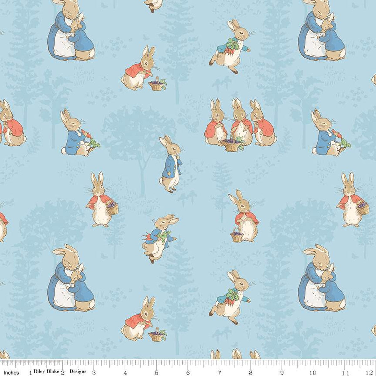 The Tale of Peter Rabbit Flannel | Main Blue F15316-BLUE by Beatrix Potter for Riley Blake | 100% Cotton Flannel