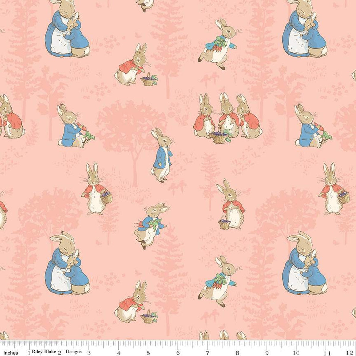 The Tale of Peter Rabbit Flannel | Main Coral F15316-CORAL by Beatrix Potter for Riley Blake | 100% Cotton Flannel