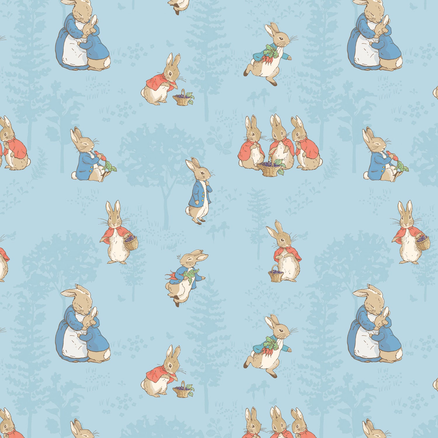 The Tale of Peter Rabbit Flannel | Main Blue F15316-BLUE by Beatrix Potter for Riley Blake | 100% Cotton Flannel