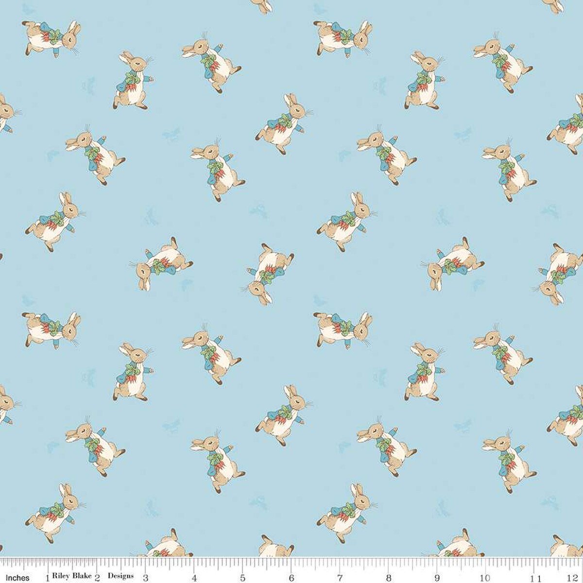 The Tale of Peter Rabbit Flannel | Peter Toss Blue F15317-BLUE by Beatrix Potter for Riley Blake | 100% Cotton Flannel