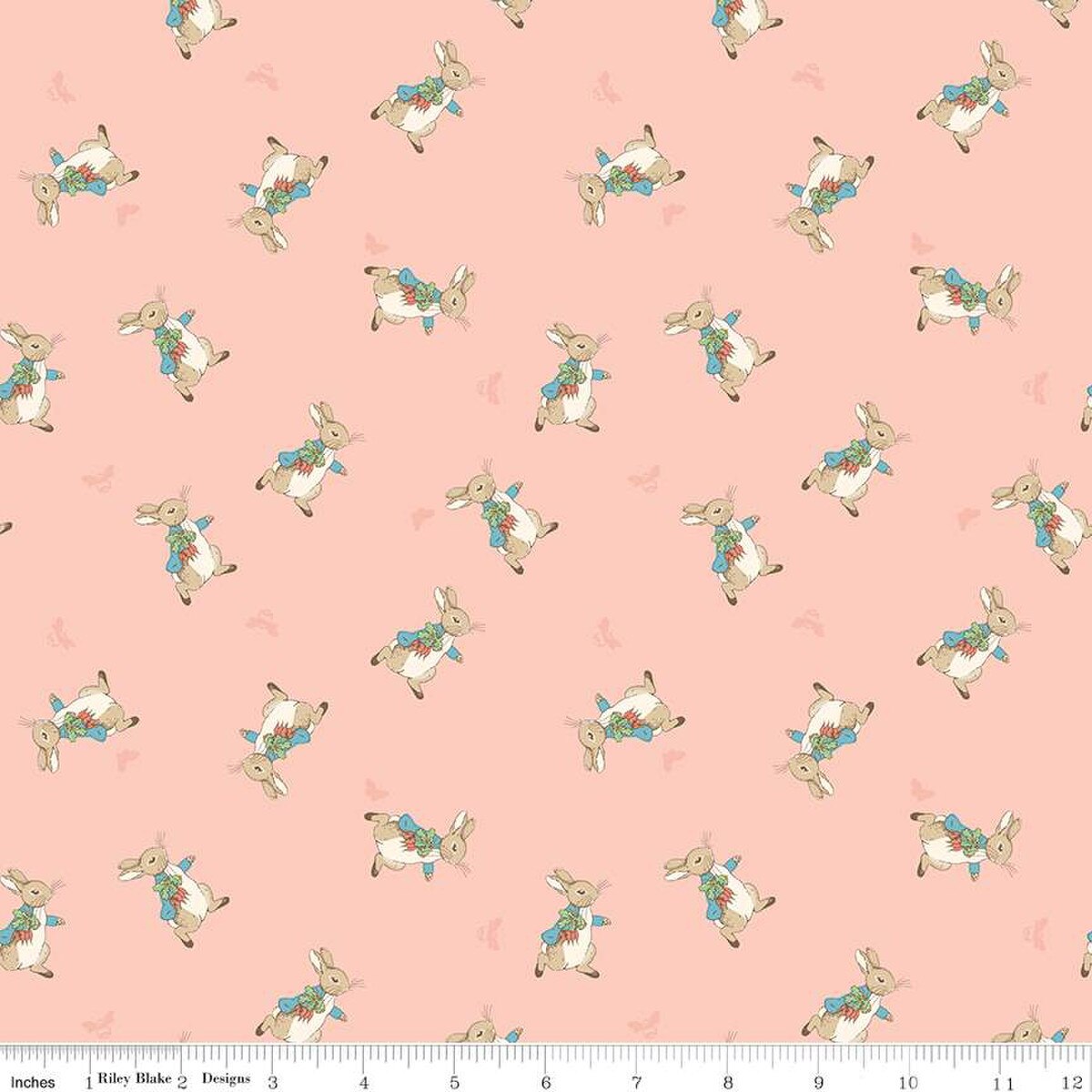 The Tale of Peter Rabbit Flannel | Peter Toss Coral F15317-CORAL by Beatrix Potter for Riley Blake | 100% Cotton Flannel