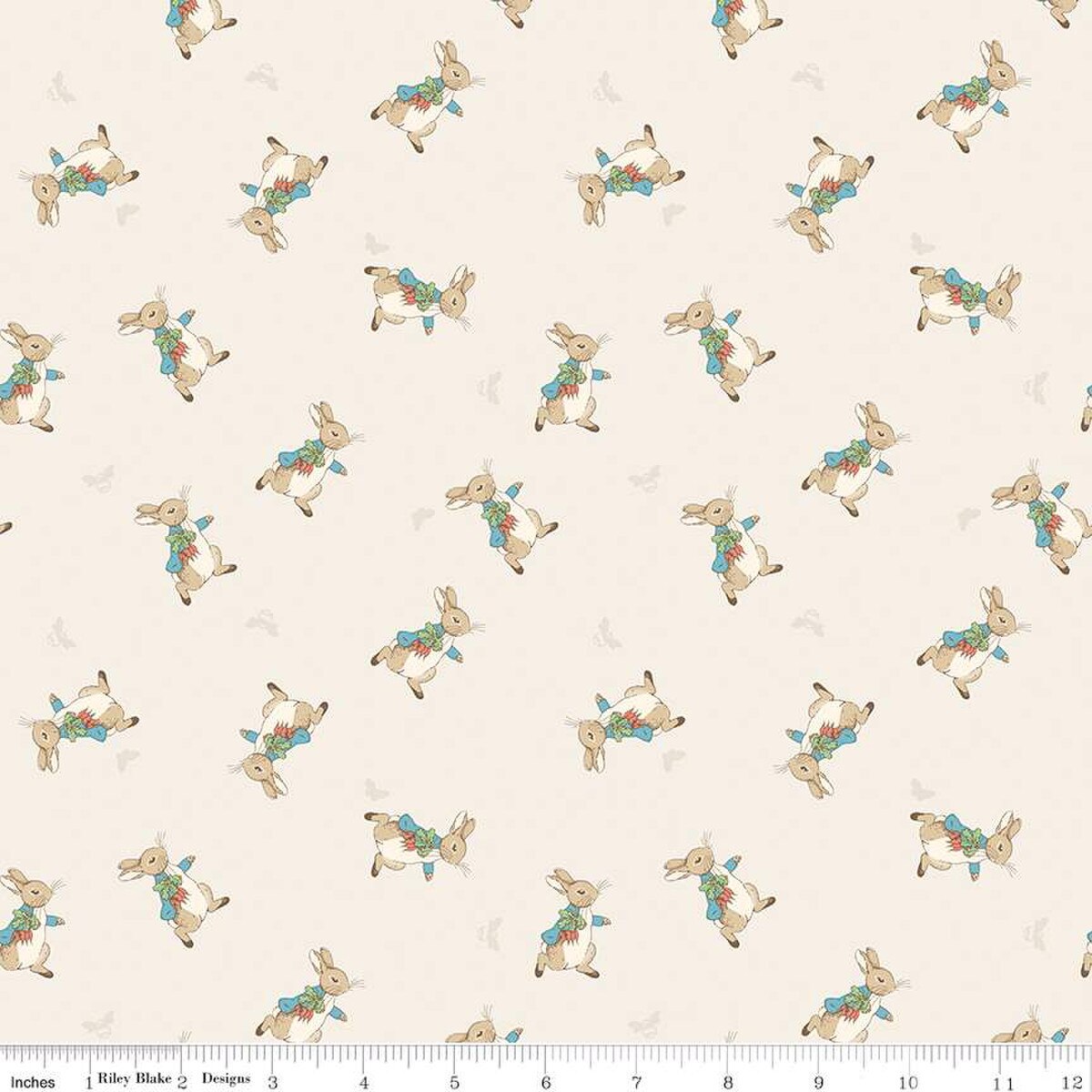 The Tale of Peter Rabbit Flannel | Peter Toss Cream F15317-CREAM by Beatrix Potter for Riley Blake | 100% Cotton Flannel