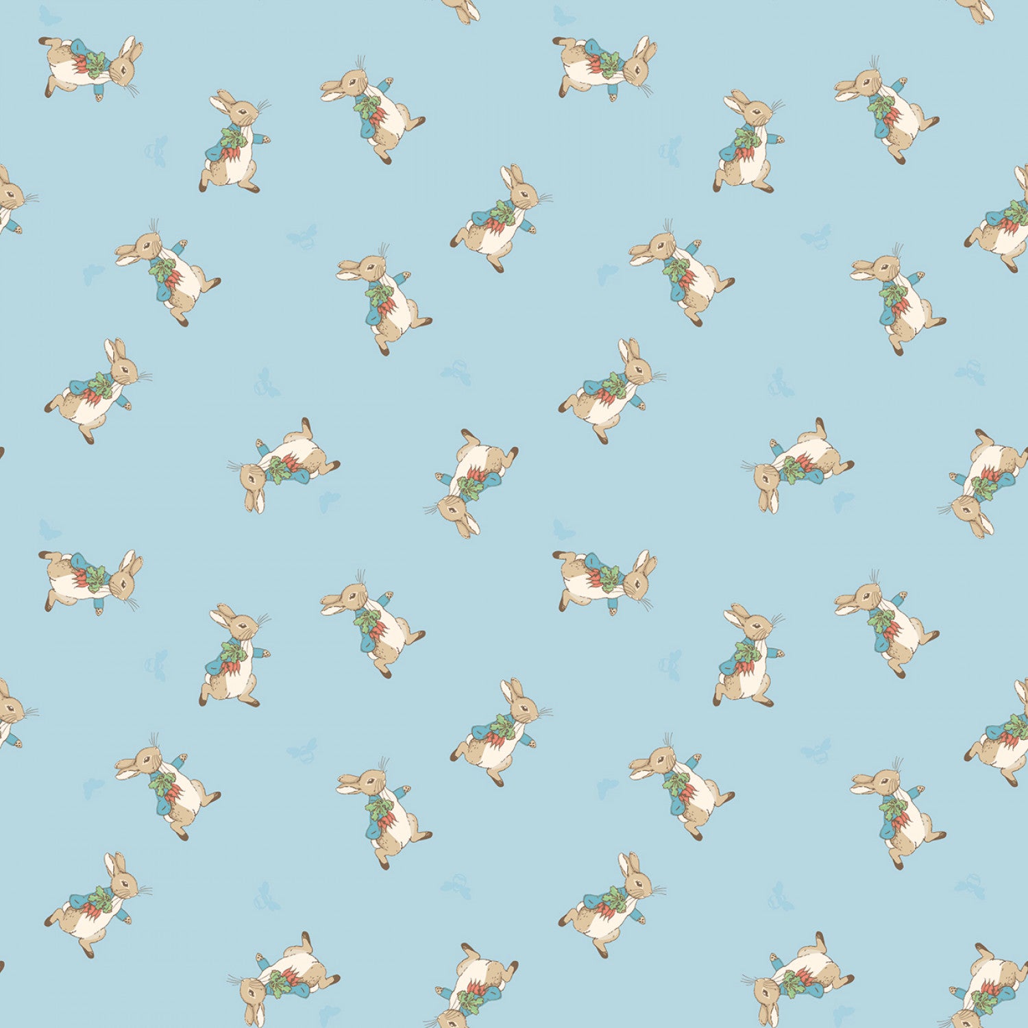 The Tale of Peter Rabbit Flannel | Peter Toss Blue F15317-BLUE by Beatrix Potter for Riley Blake | 100% Cotton Flannel