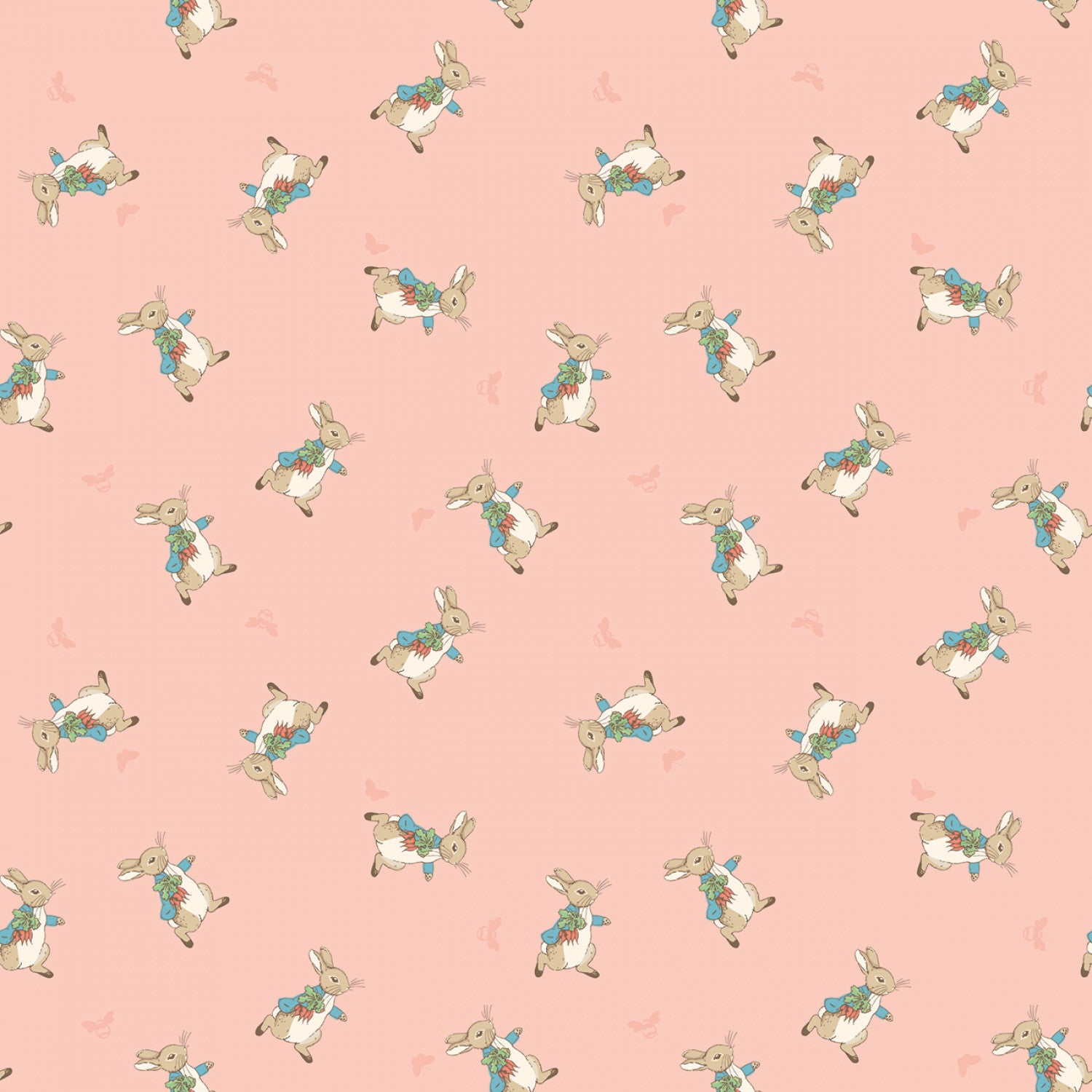 The Tale of Peter Rabbit Flannel | Peter Toss Coral F15317-CORAL by Beatrix Potter for Riley Blake | 100% Cotton Flannel