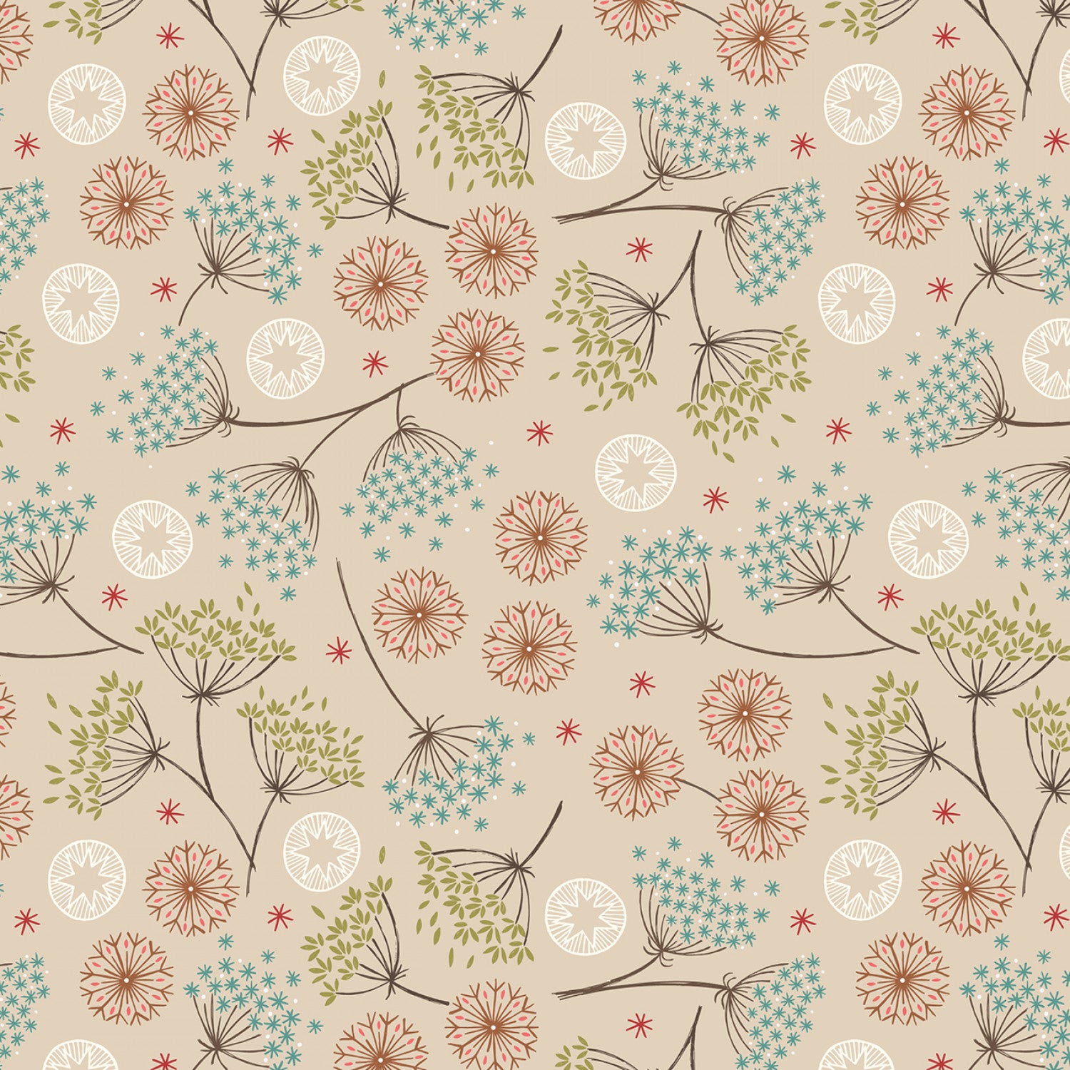 New Forest Winter Flannel | Winter Floral on Dark Cream by Lewis & Irene | 100% Cotton Flannel