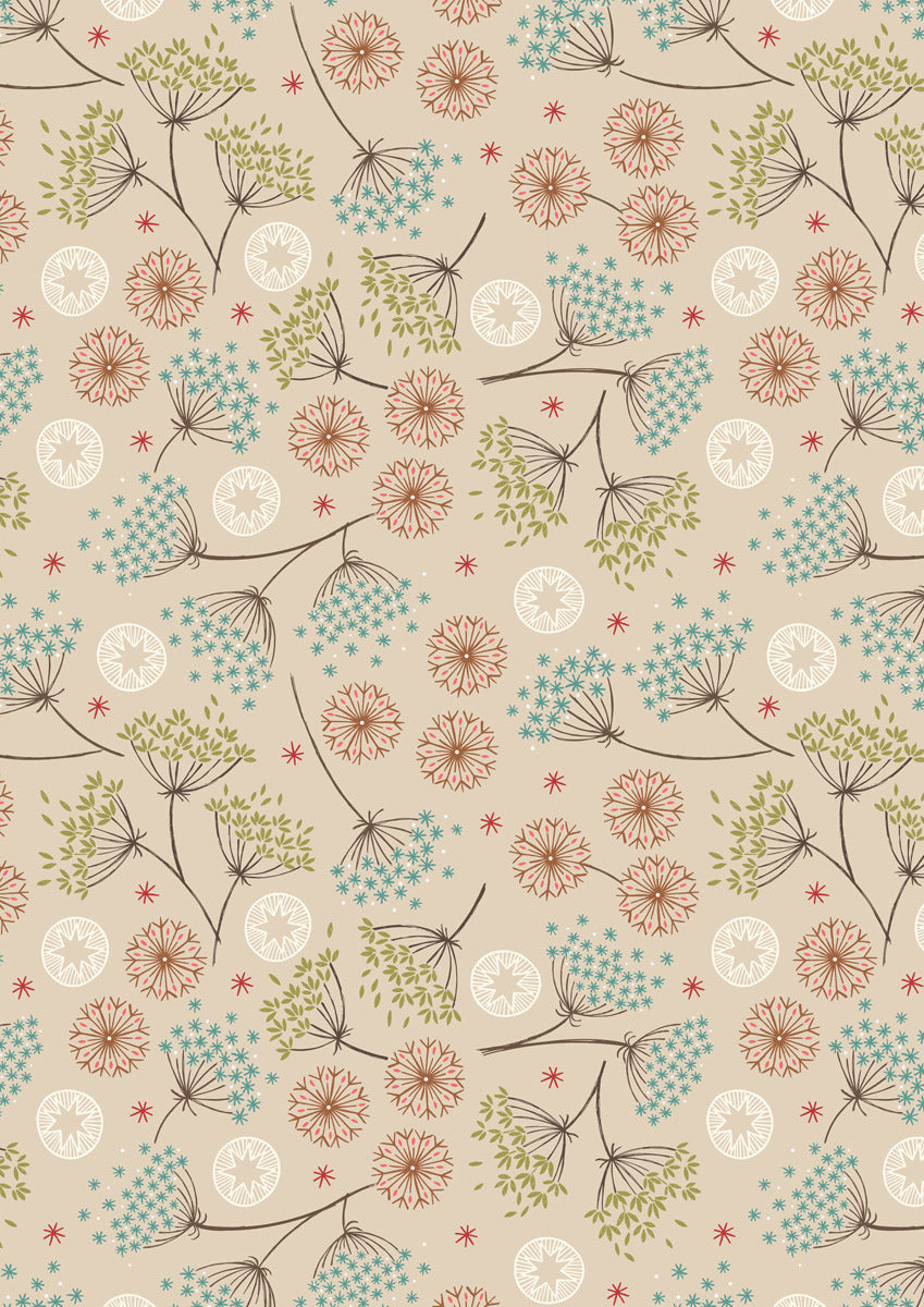 New Forest Winter Flannel | Winter Floral on Dark Cream by Lewis & Irene | 100% Cotton Flannel