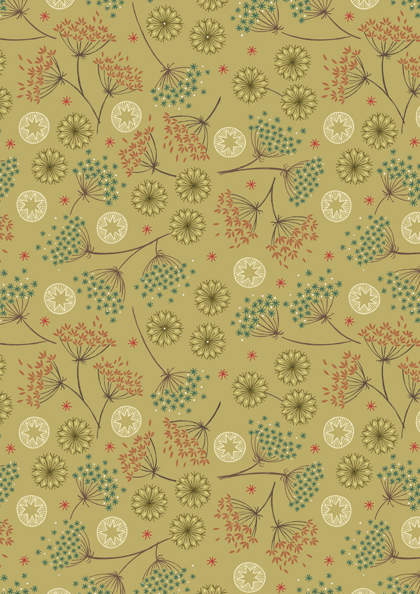 New Forest Winter Flannel | Winter Floral on New Forest Green by Lewis & Irene | 100% Cotton Flannel