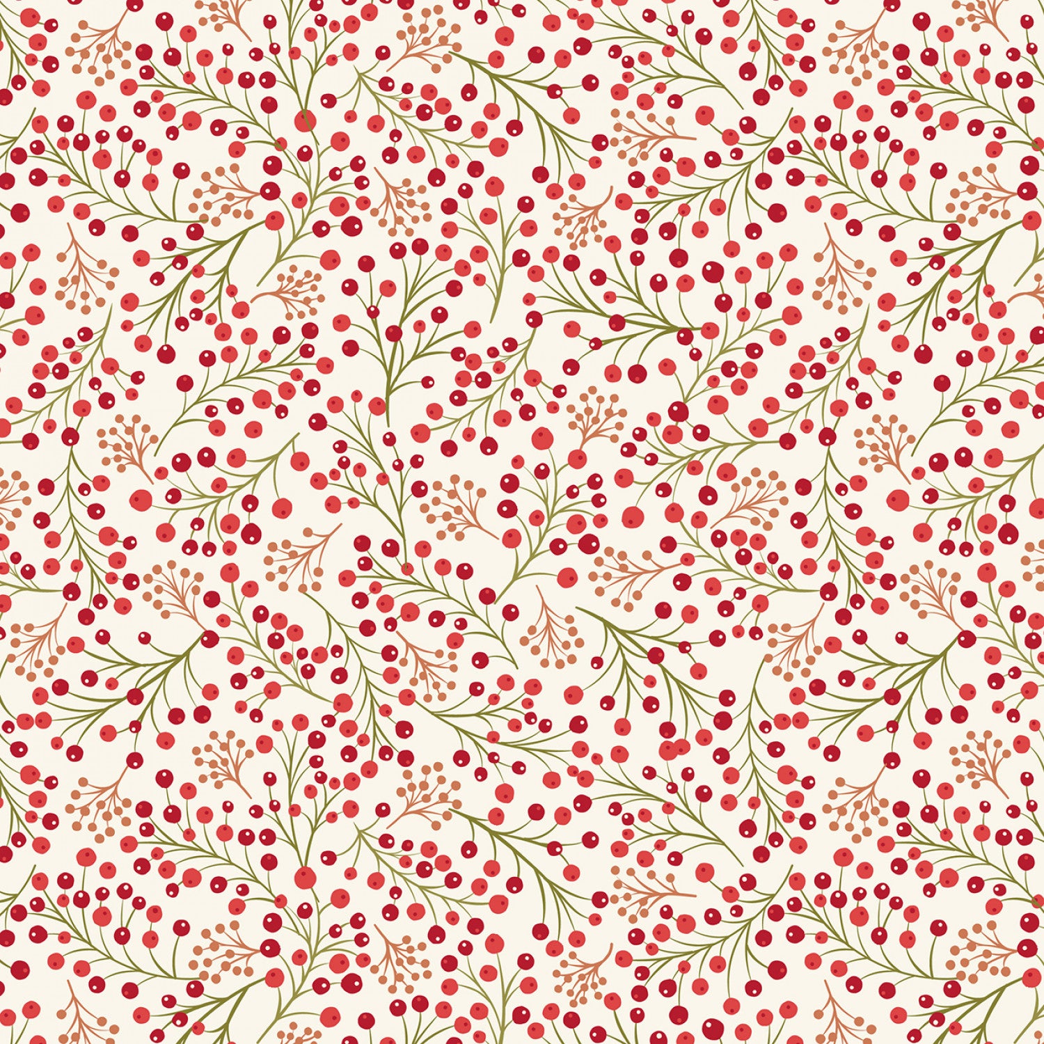 New Forest Winter Flannel | Winter Berries on Cream by Lewis & Irene | 100% Cotton Flannel