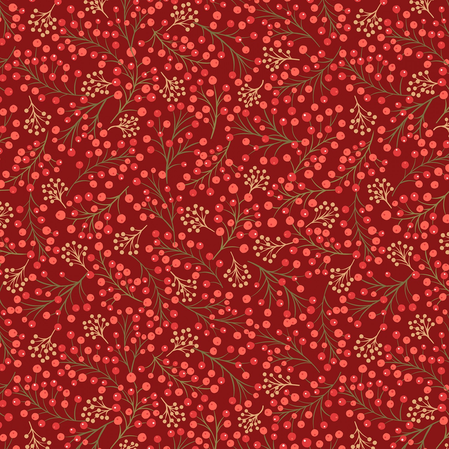 New Forest Winter Flannel | Winter Berries on Red by Lewis & Irene | 100% Cotton Flannel