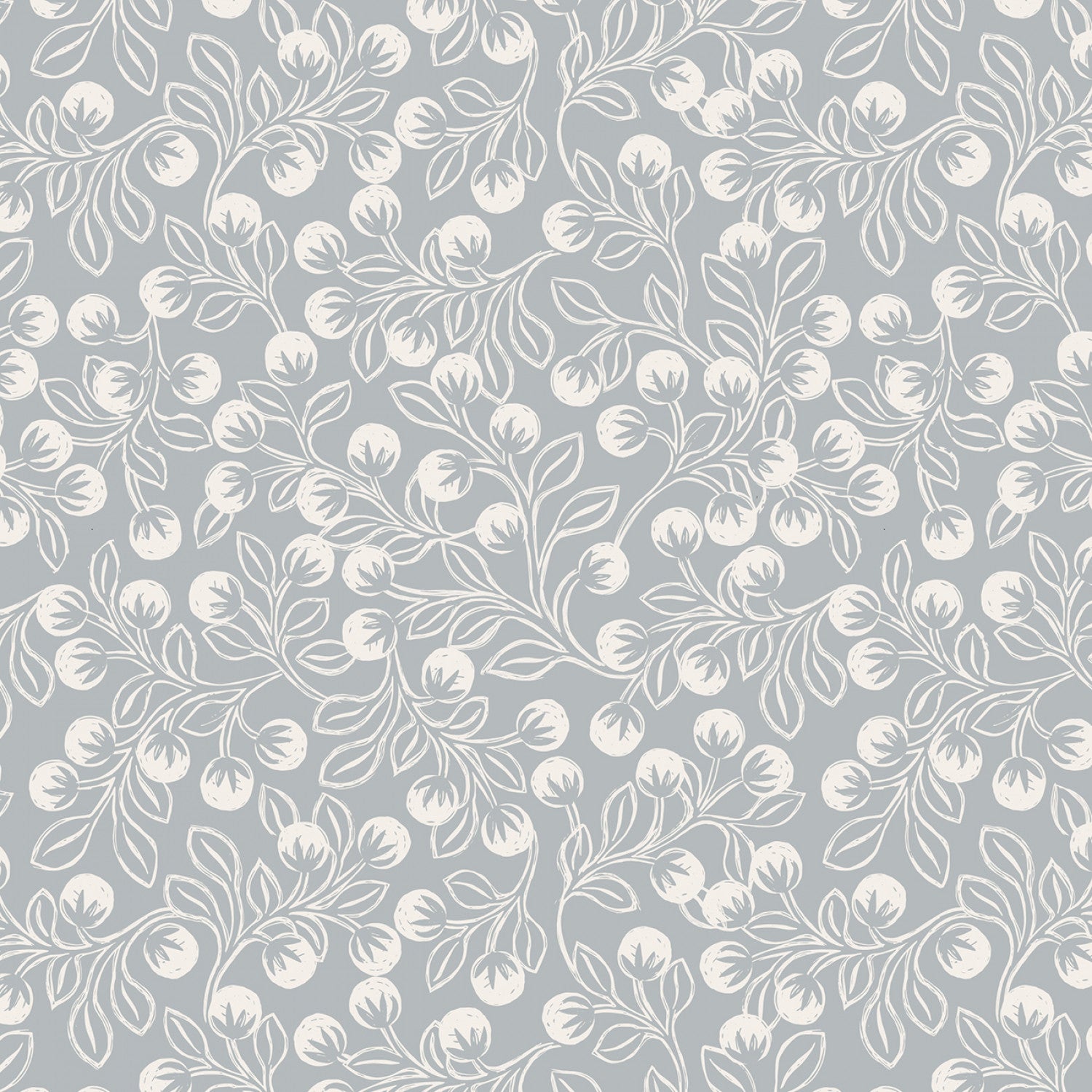 Secret Winter Garden Flannel | Snowberries on Grey by Lewis & Irene | 100% Cotton Flannel