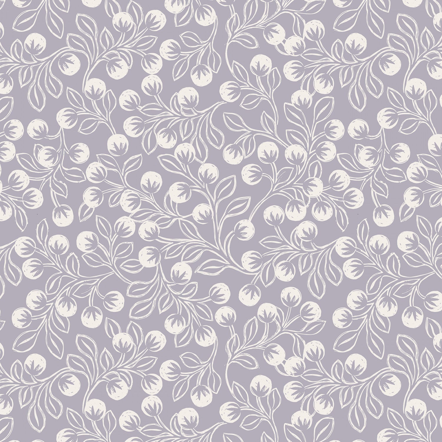 Secret Winter Garden Flannel | Snowberries on Iced Lavender by Lewis & Irene | 100% Cotton Flannel