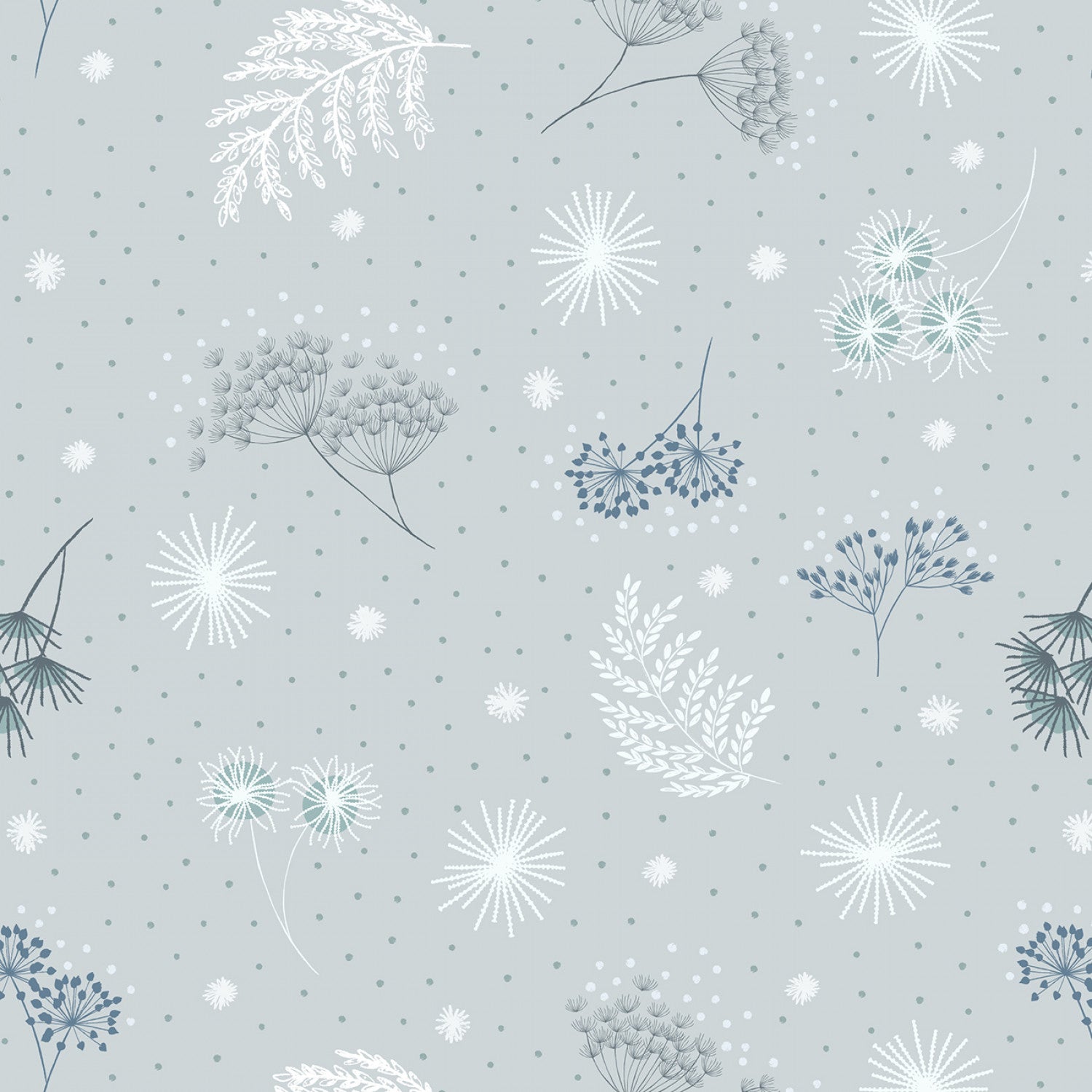 Secret Winter Garden Flannel | Frosted Garden on Light Grey by Lewis & Irene | 100% Cotton Flannel