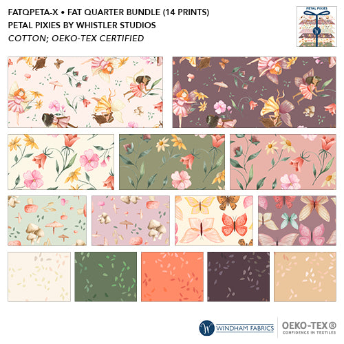 Petal Pixies | Fat Quarter Bundle by Whistler Studios for Windham Fabrics | 14 pcs