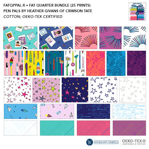 Pen Pals | Fat Quarter Bundle by Heather Givans for Windham Fabrics | 25 pcs