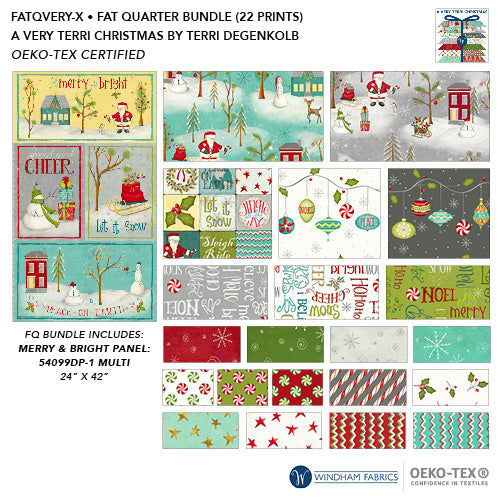 A Very Terri Christmas | Fat Quarter Bundle by Terri Degenkolb for Windham Fabrics | 22 pcs