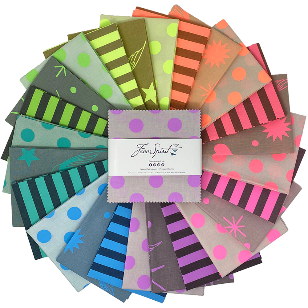 Neon True Colors | 5" Charm Pack by Tula Pink for Free Spirit | 42 pcs