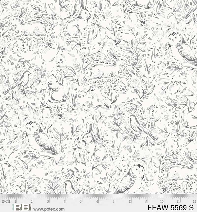 Forest Fauna 108" Quilt Backing | Grey | Katrina Pete for P&B Textiles