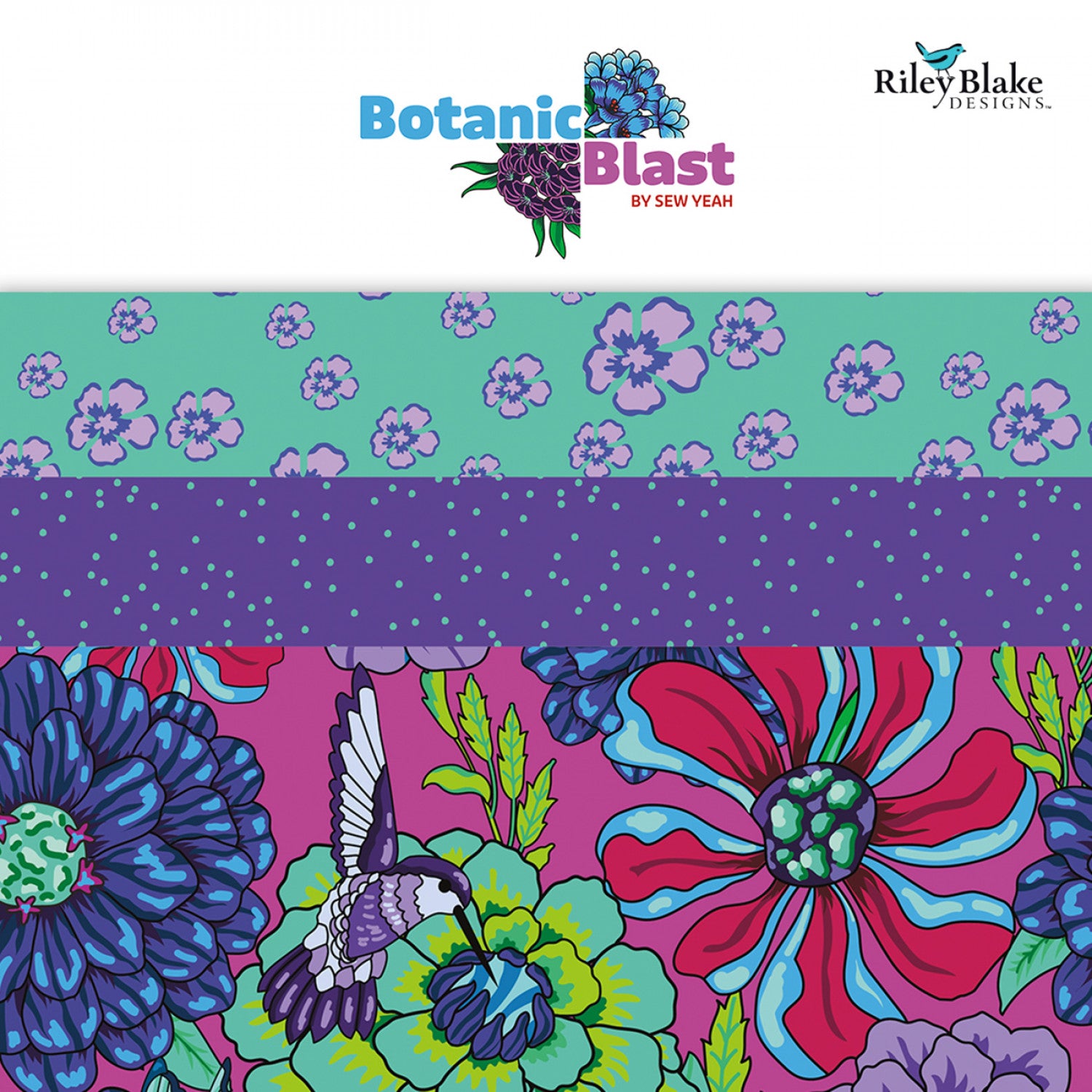 Botanic Blast | Hummingbirds Vivid by Sew Yeah Quilting for Riley Blake | C15546-VIVID