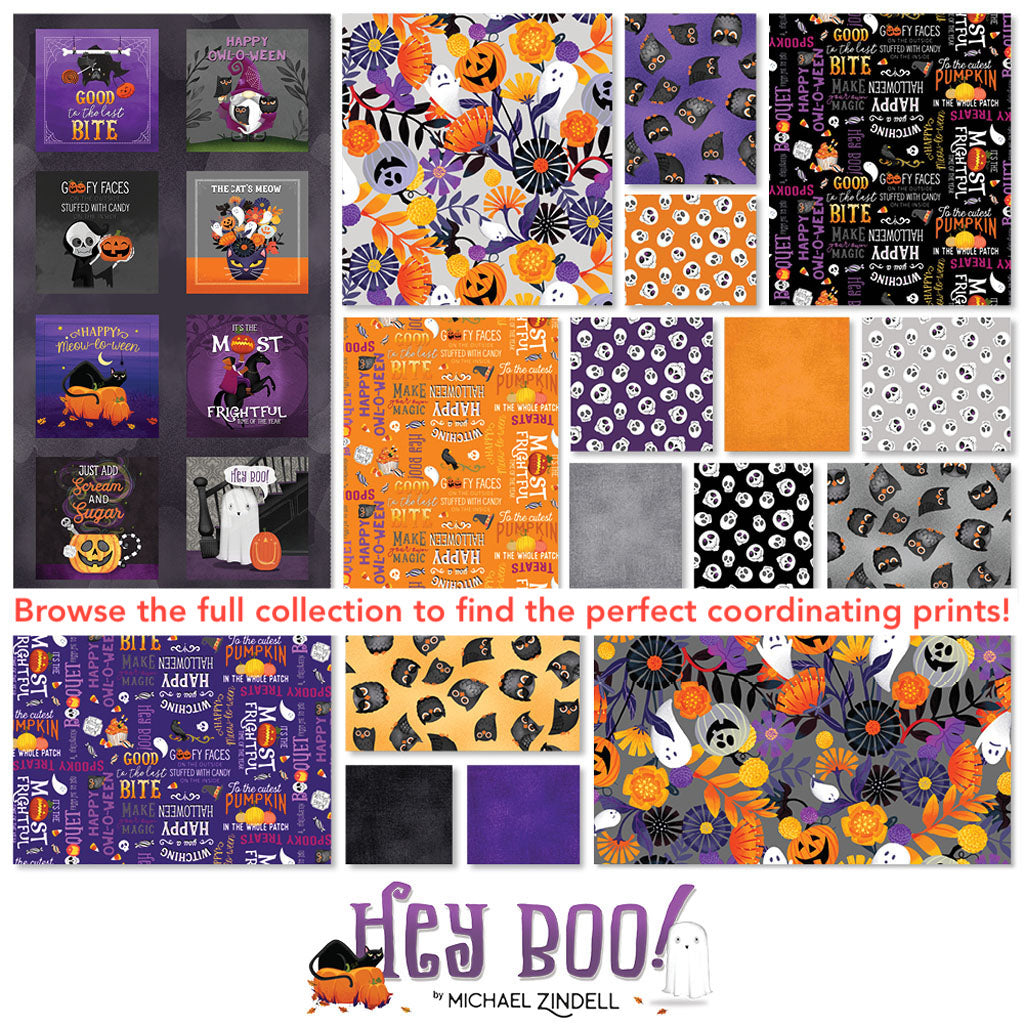 Hey Boo! | Orange Skulls by Michael Zindell for Clothworks | Y3845-36