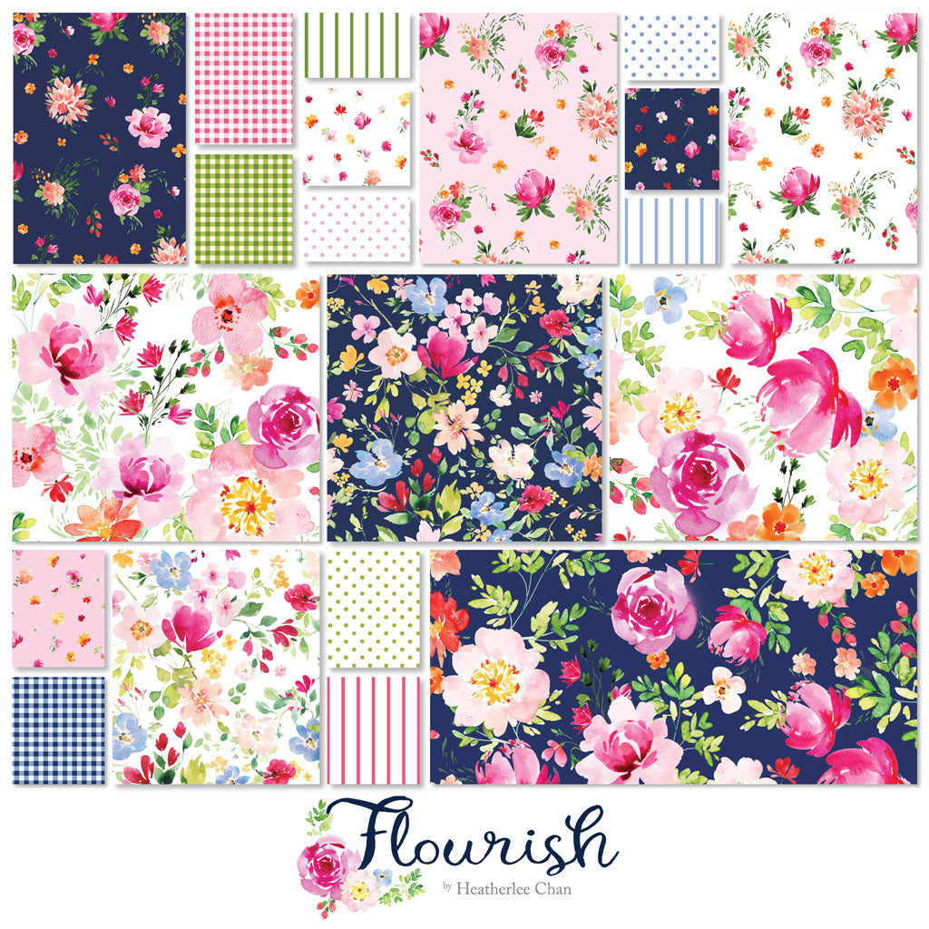 Flourish | Fat Quarter Bundle by Heatherlee Chan for Clothworks | FQ0462 | 20 pcs