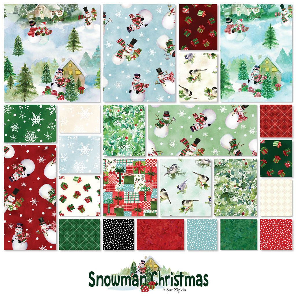 Snowman Christmas | Fat Quarter Bundle by Sue Zipkin for Clothworks | 24 pcs