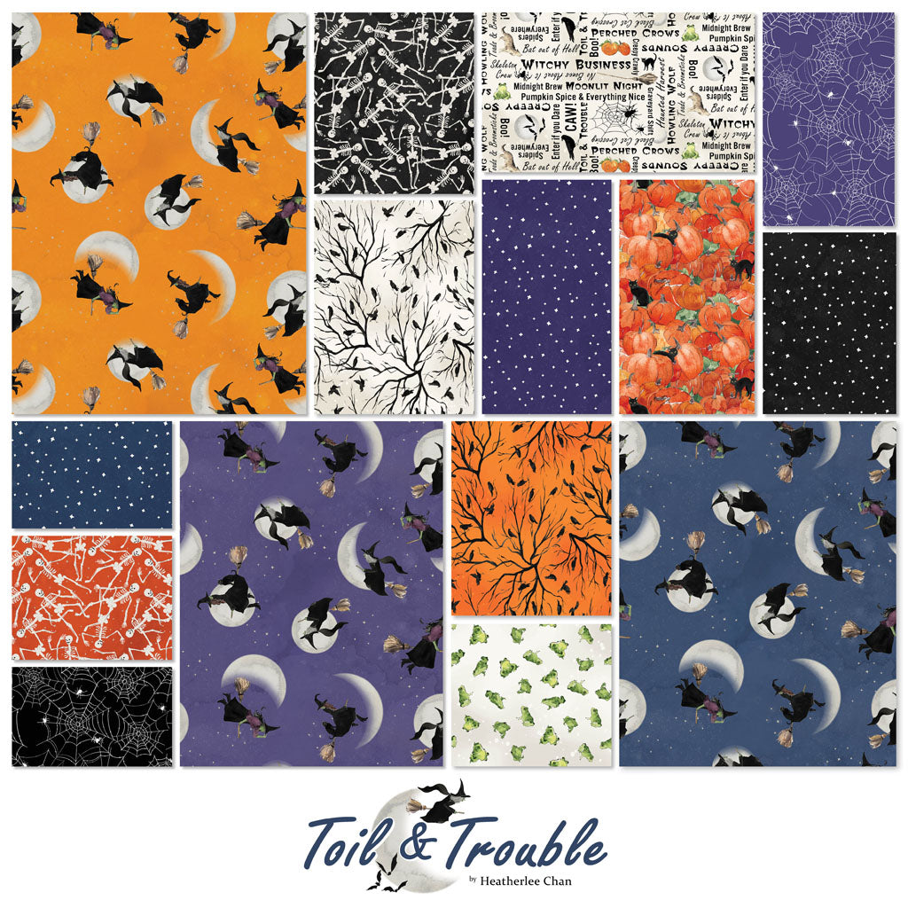 Toil and Trouble | 10" Square Pack by Heatherlee Chan for Clothworks | 42pcs