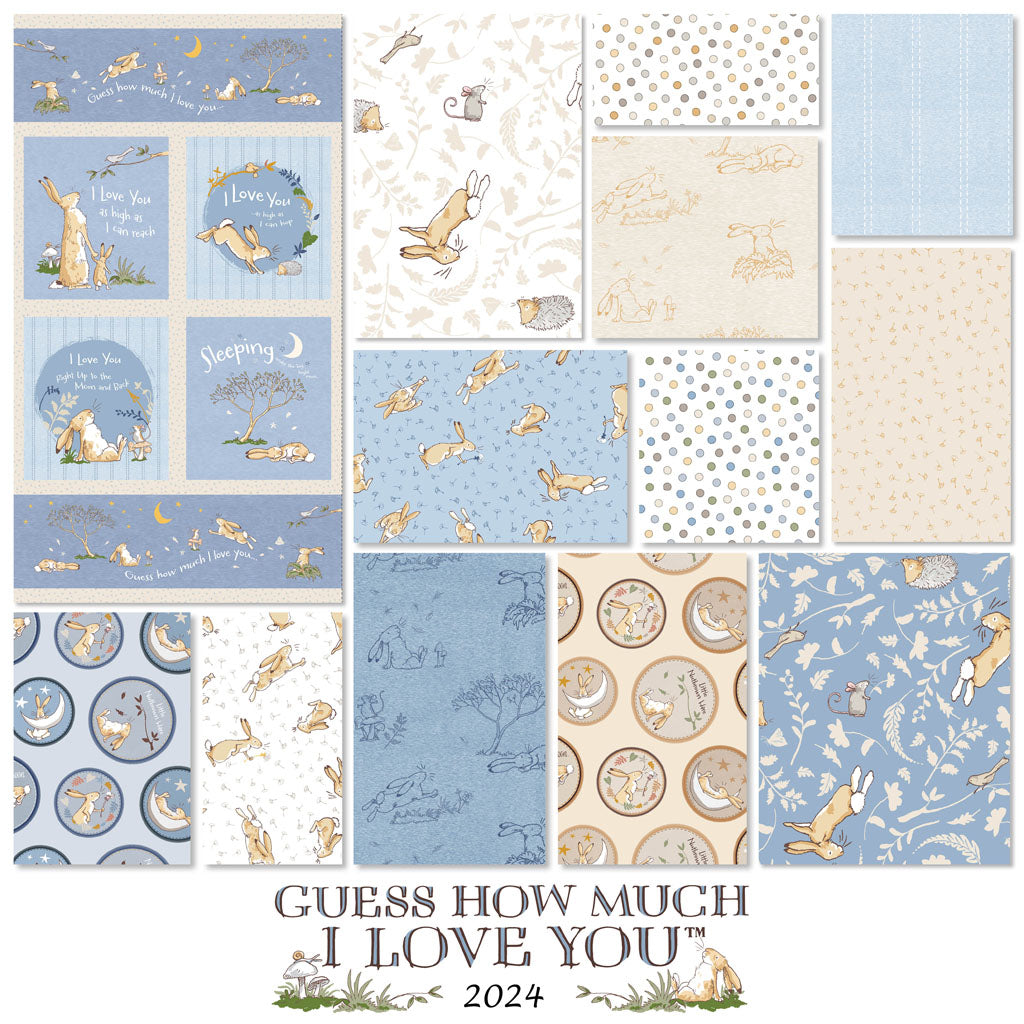 Guess How Much I Love You 2024 | Blue Fat Quarter Bundle by Anita Jeram for Clothworks | 13 pcs