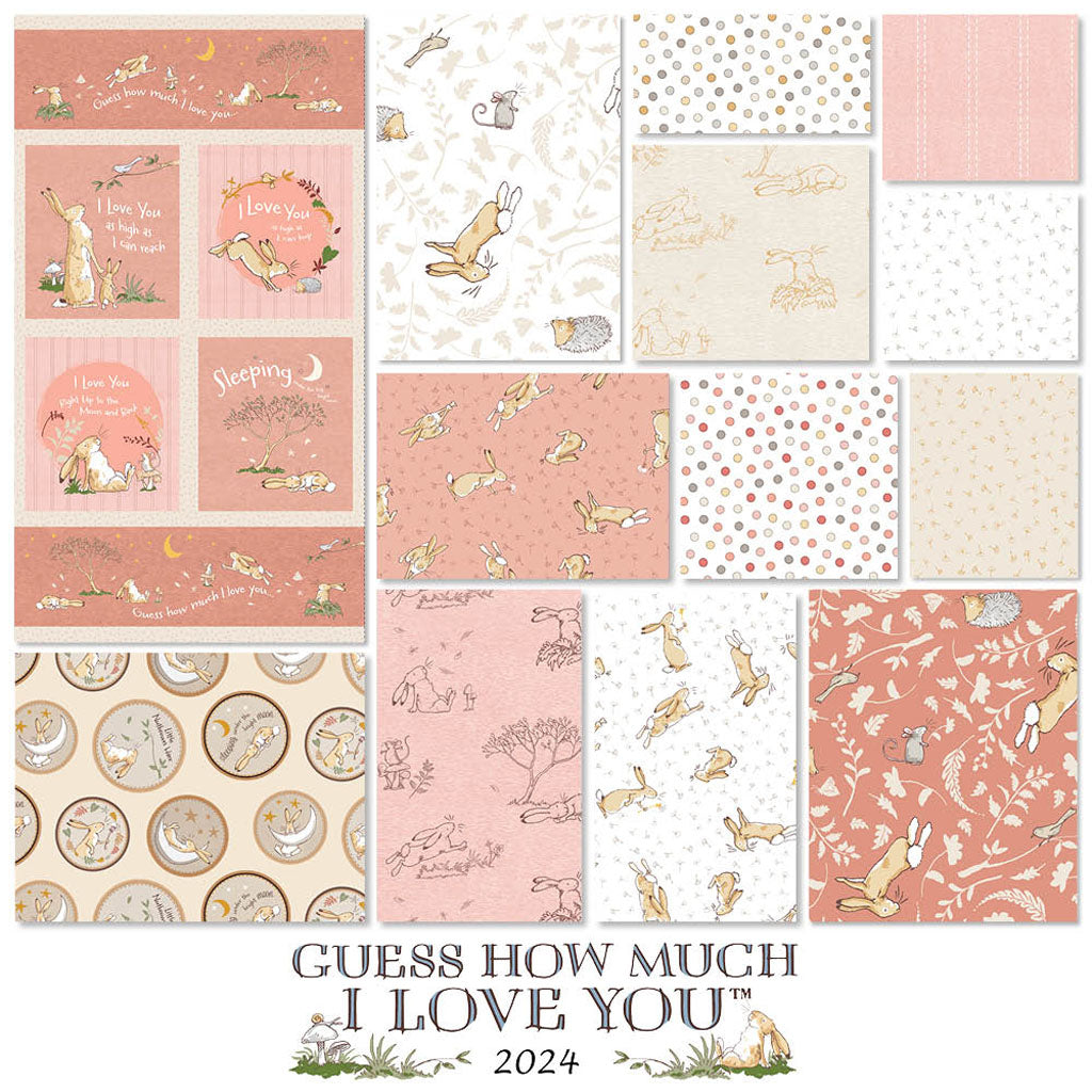 Guess How Much I Love You 2024 | Coral Fat Quarter Bundle by Anita Jeram for Clothworks | 13 pcs