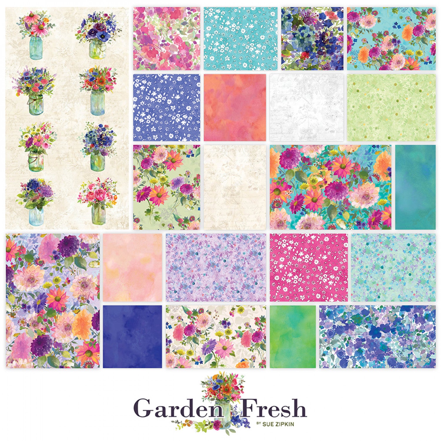 Garden Fresh | Fat Quarter Bundle by Sue Zipkin for Clothworks | 22pc