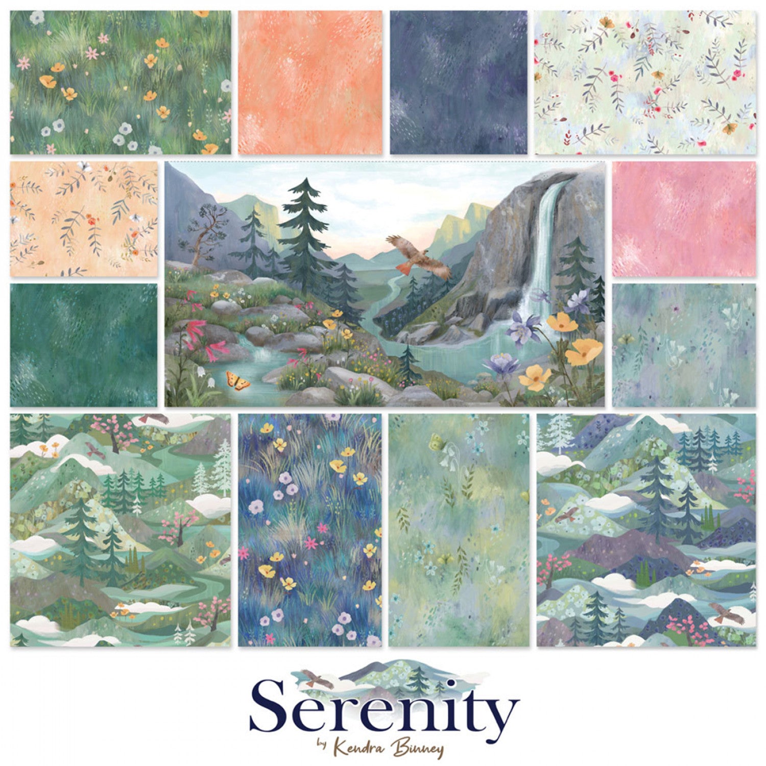 Serenity | Fat Quarter Bundle by Kendra Binney for Clothworks | 13 pcs