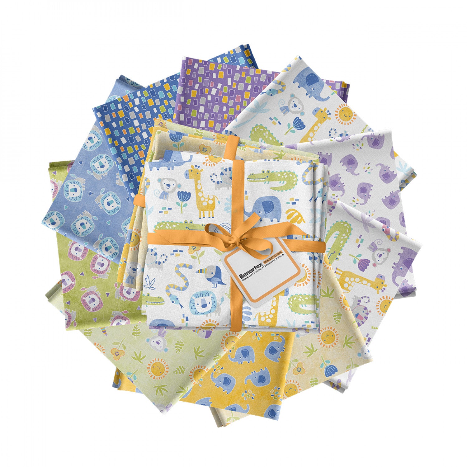 Chalk Baby Flannel | Fat Quarter Bundle by Beverley Hopwood for Benartex | 10 pcs