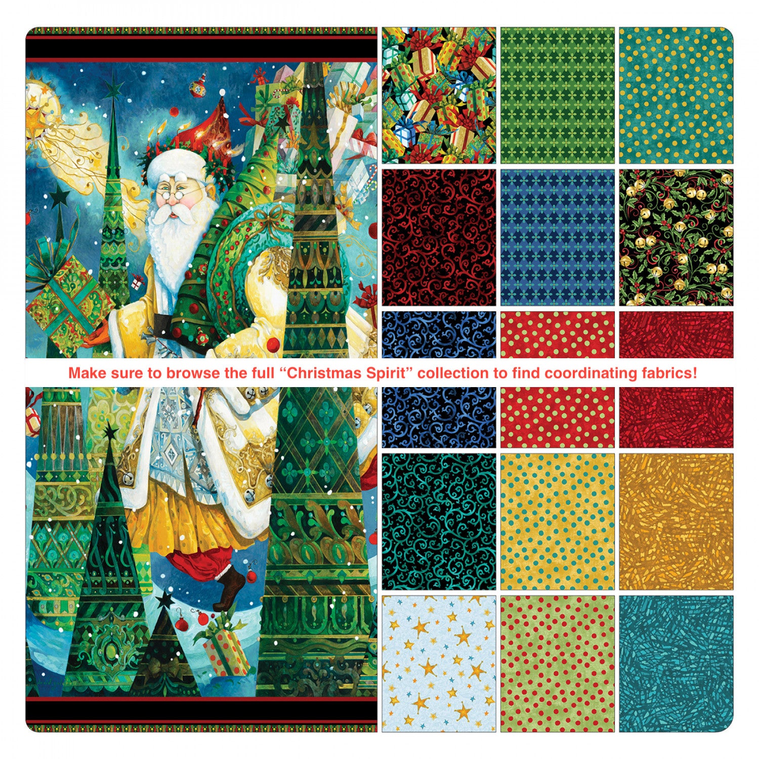 Christmas Spirit | Multi Christmas Spirit 24" Panel by David Galchutt for Benartex | 16274B-99