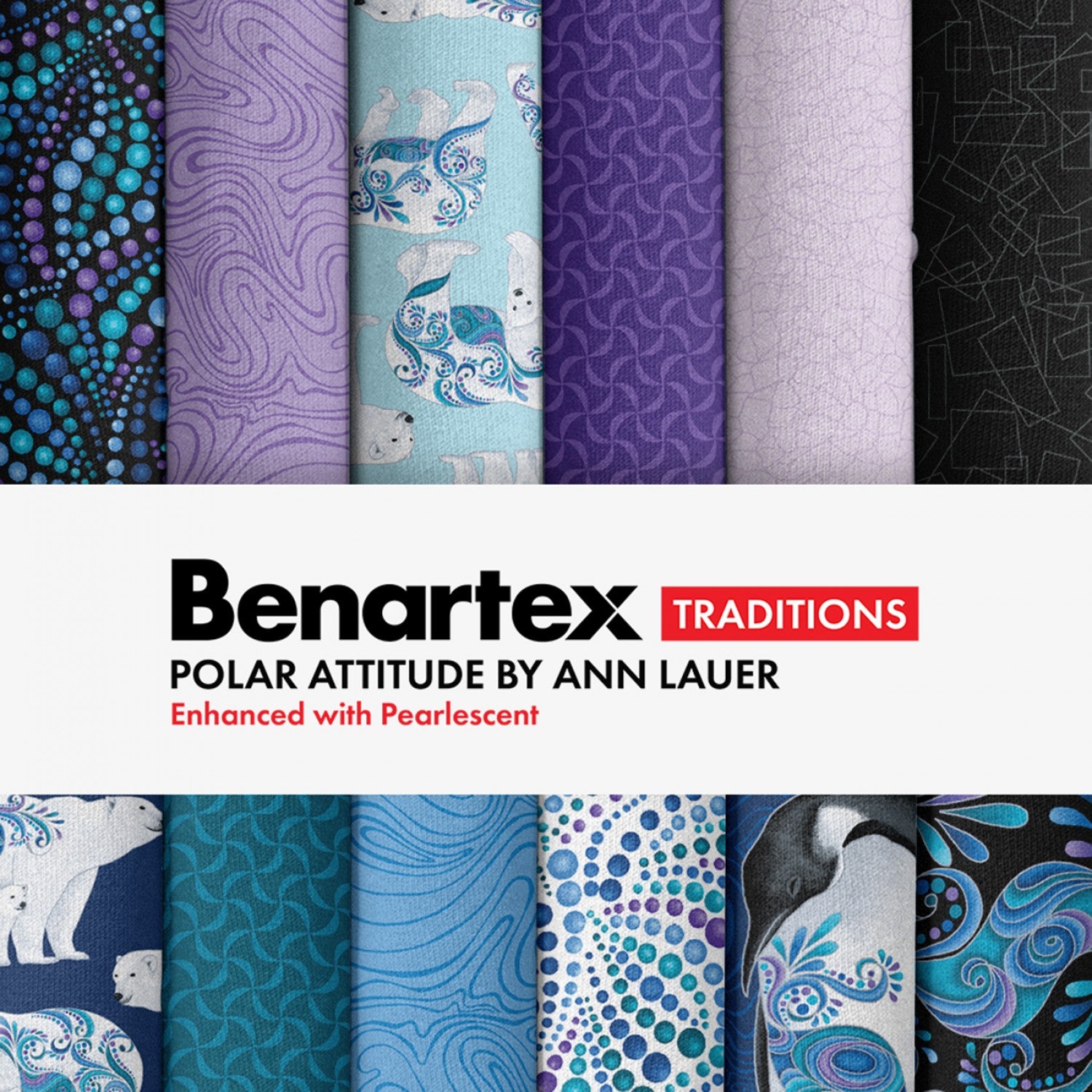 Polar Attitude Fat Quarter Box w/Pearlescent by Ann Lauer for Benartex (80pcs)