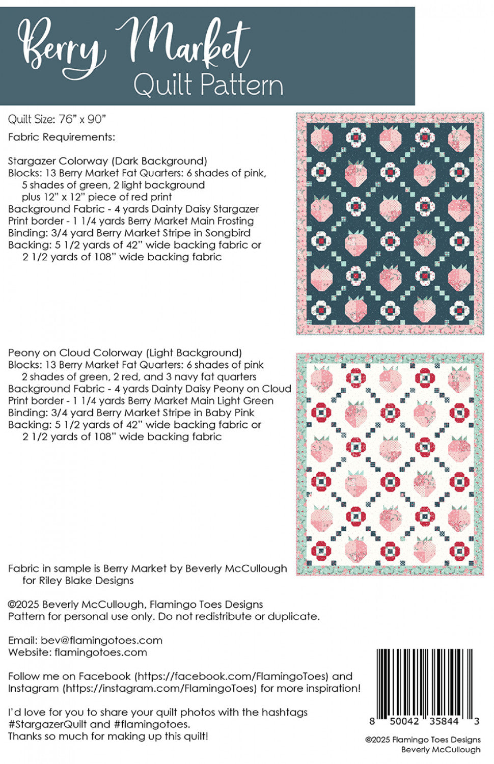 Berry Market Quilt Pattern by Beverly McCullough | 76" x 90"