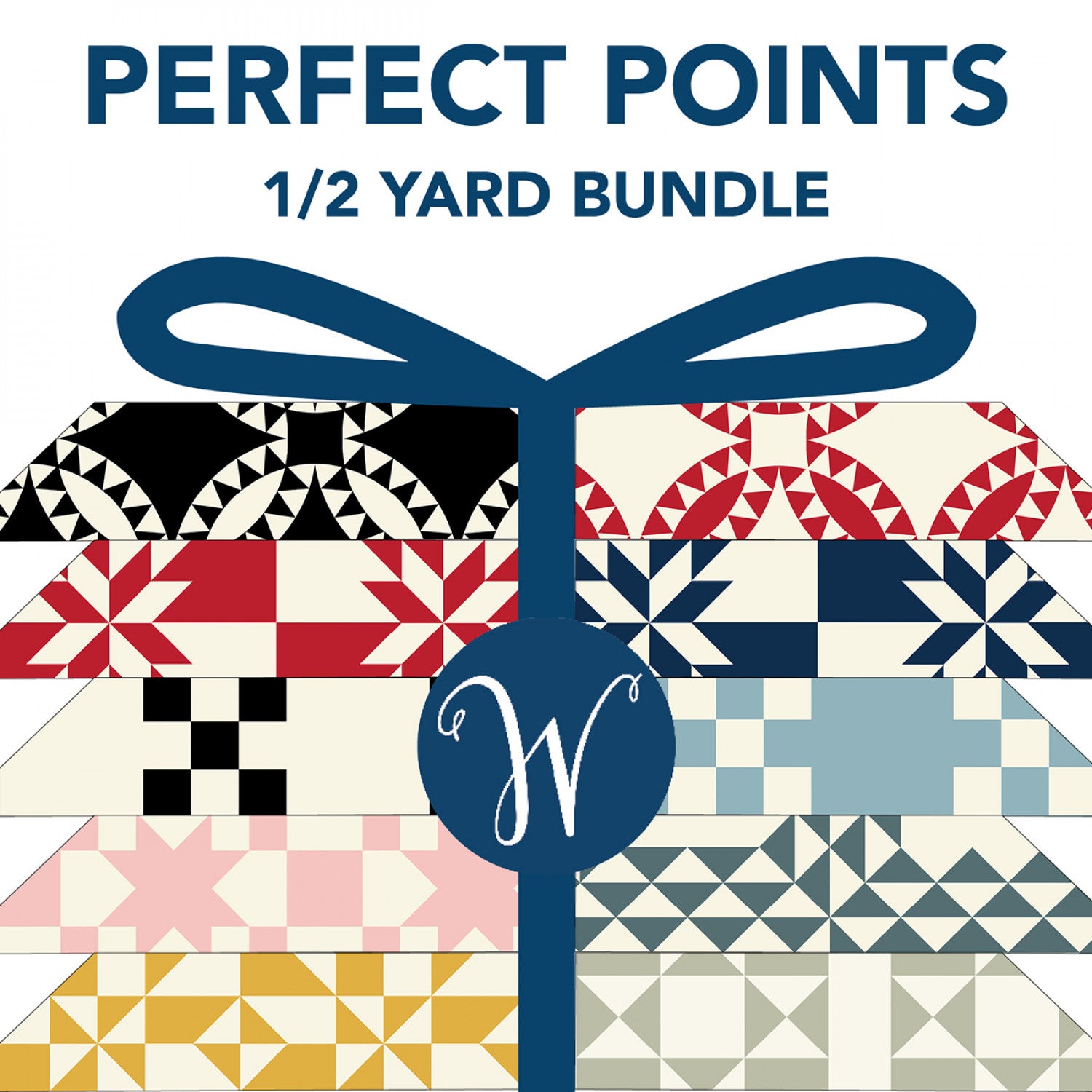 Perfect Points | Multi Half Yard Bundle by Whistler Studios for Windham Fabrics | Cheater Prints 10pcs