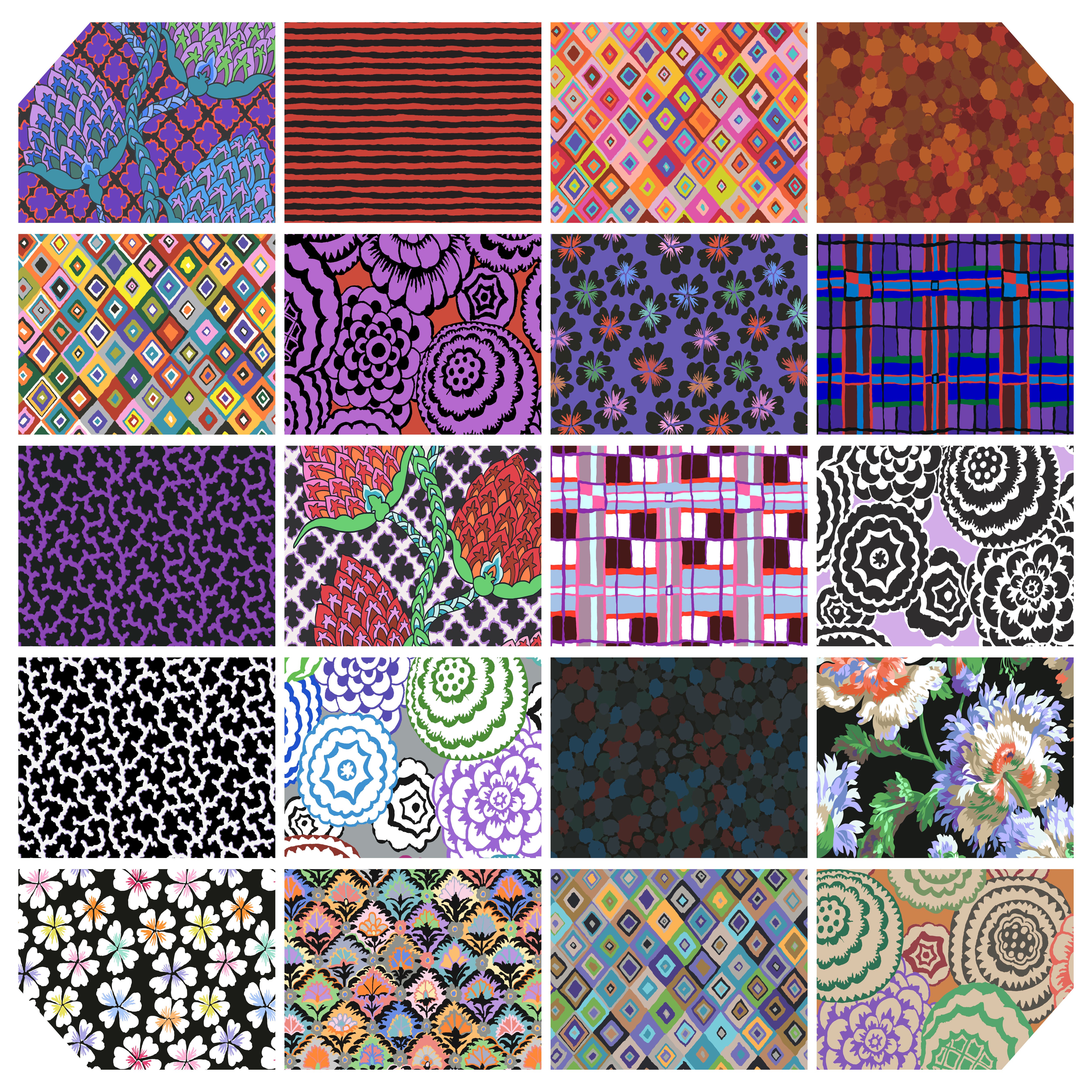 February 2024 | 10" Square Pack - Dark by Kaffe Fassett Collective | 42pcs