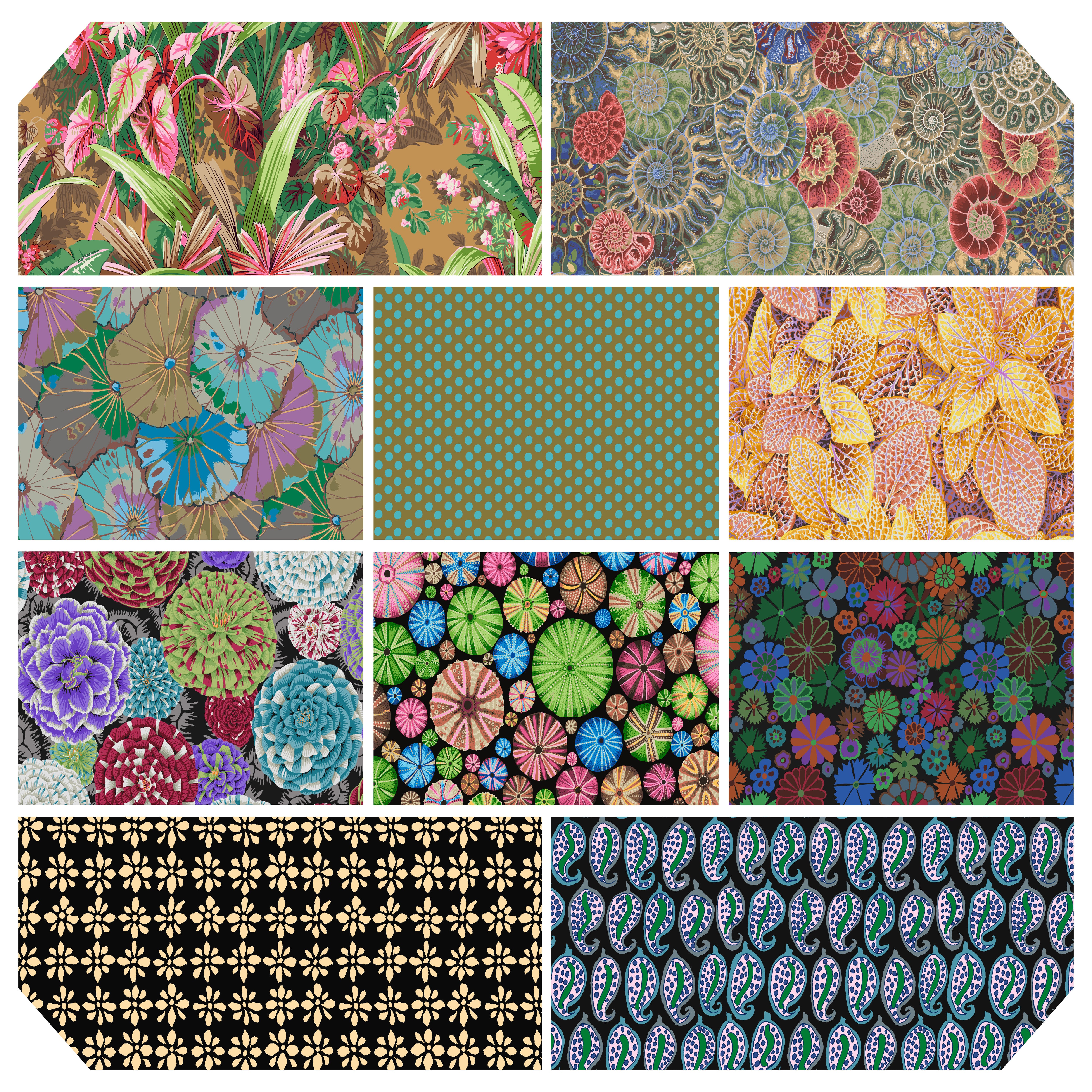 August 2024 | Kaffe Fassett Collective Fat Quarter Bundle - Dark Colorway | 10 pcs