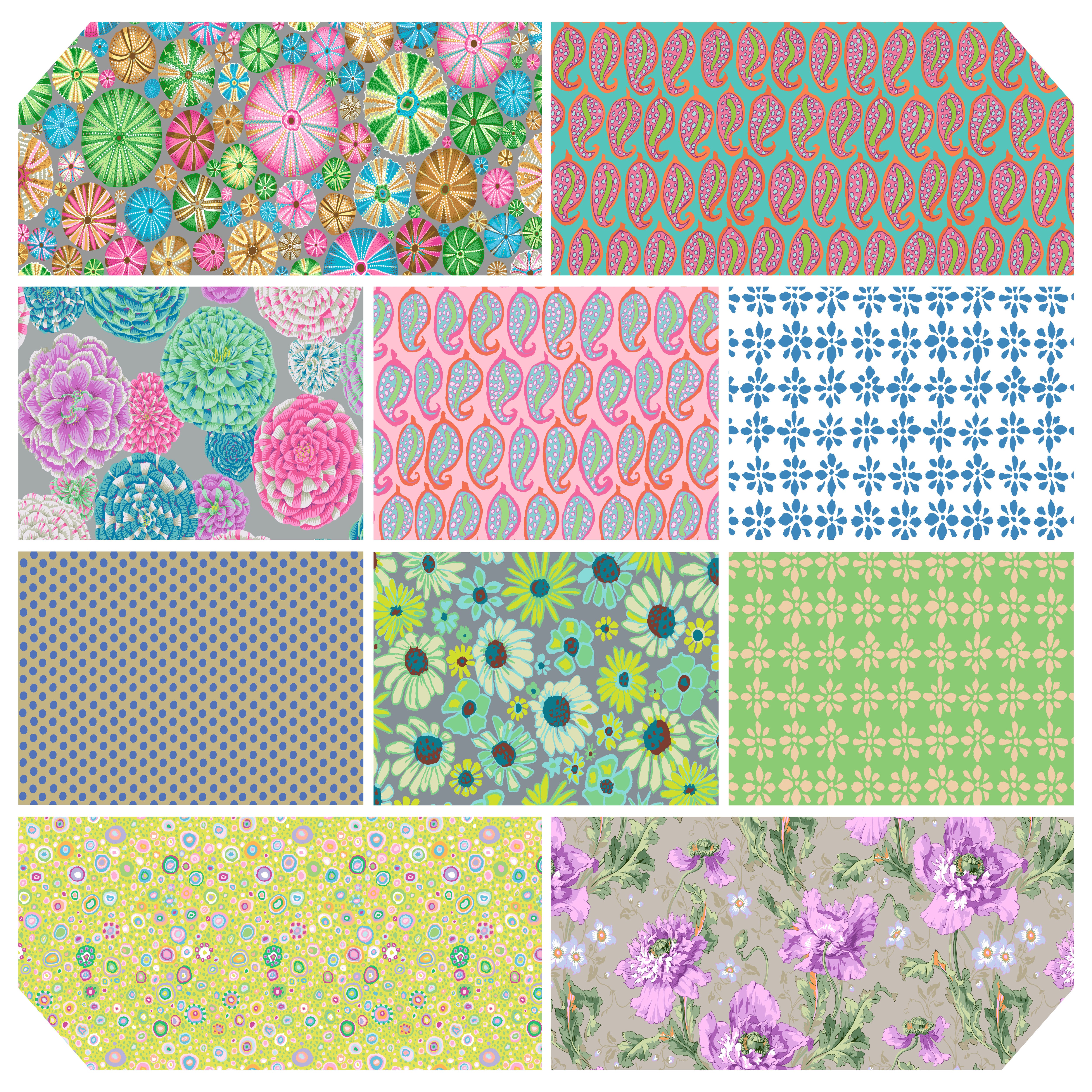 August 2024 | Kaffe Fassett Collective Fat Quarter Bundle - Light Colorway | 10 pcs