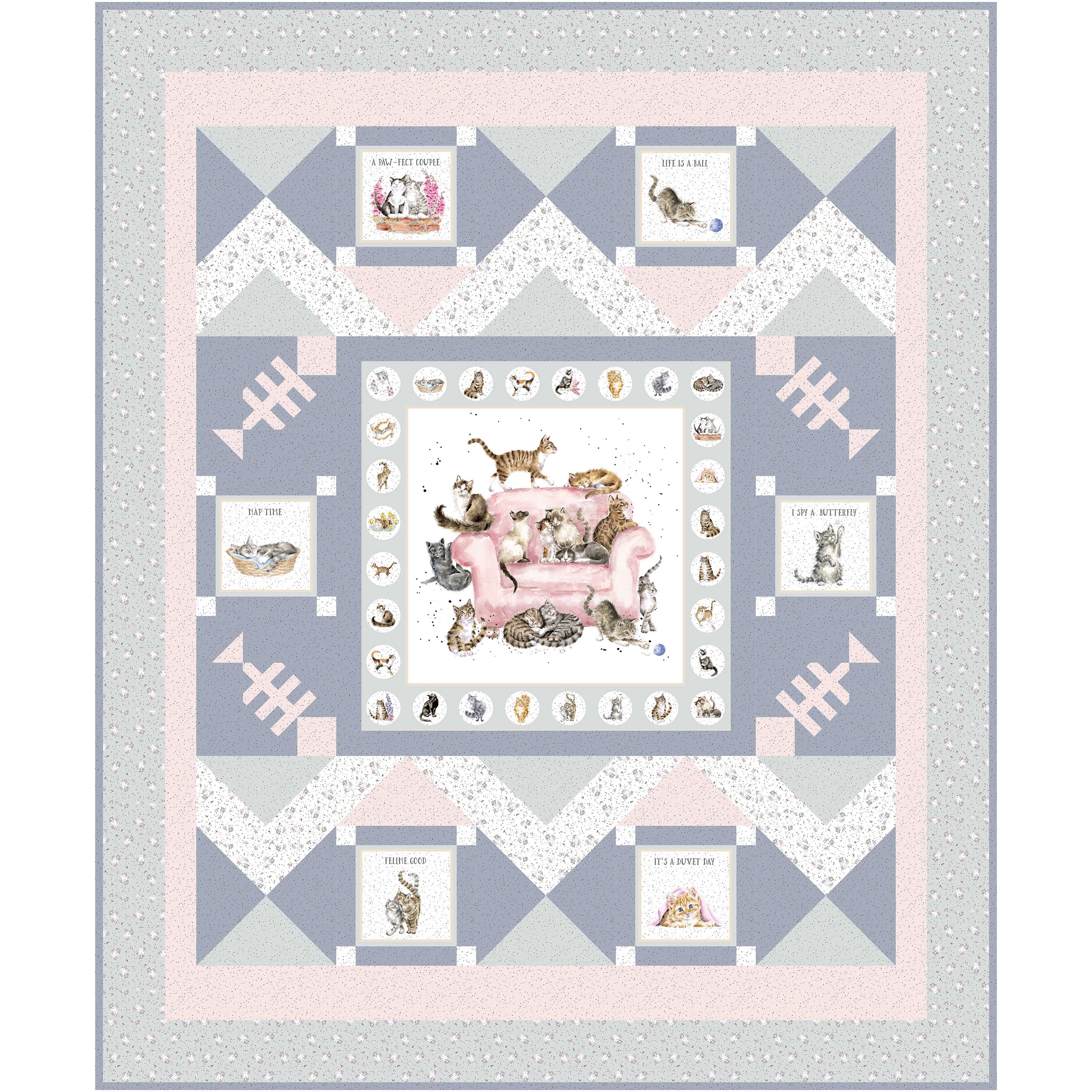 Whiskers & Paws | Pet Treats: Cats Quilt Kit from Maywood Studio | 57" x 69"