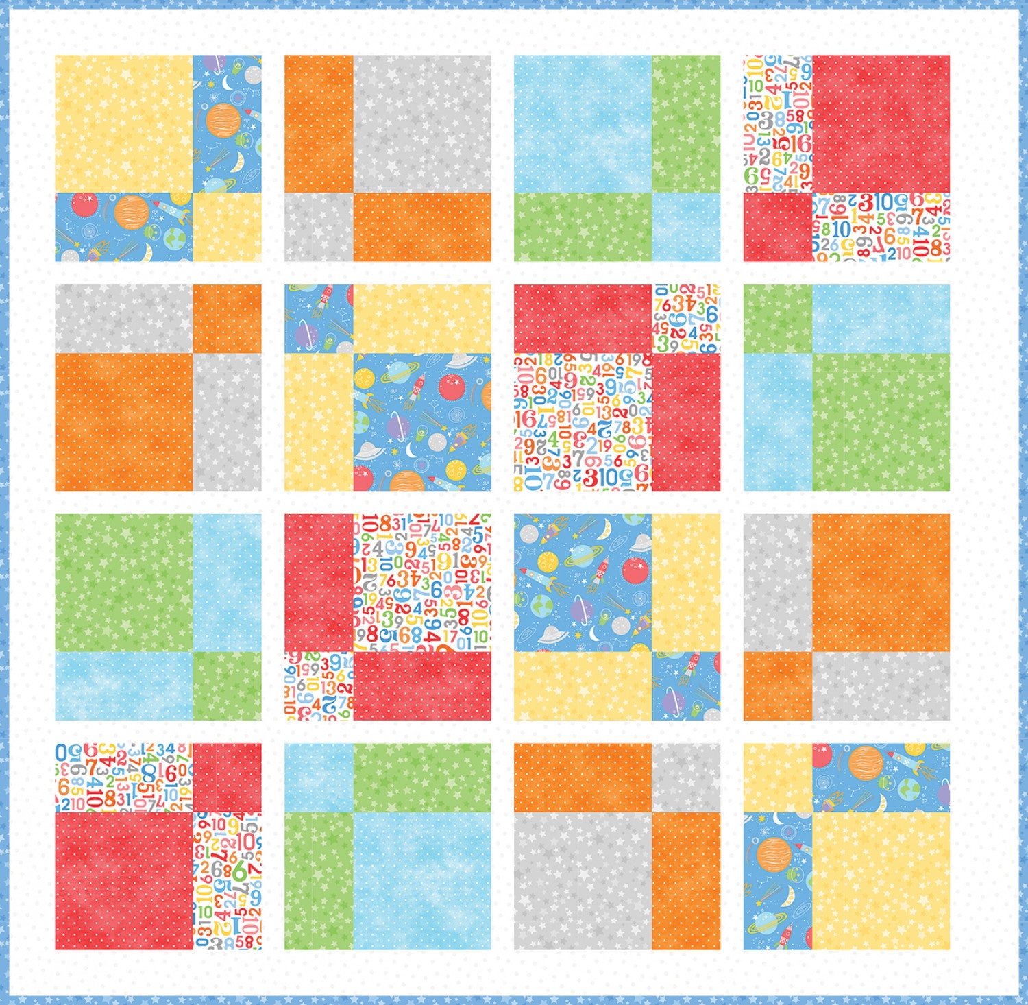 Playtime Flannel | Two By Two: Primary Quilt Kit from Maywood Studio | 43.5" x 43.5"