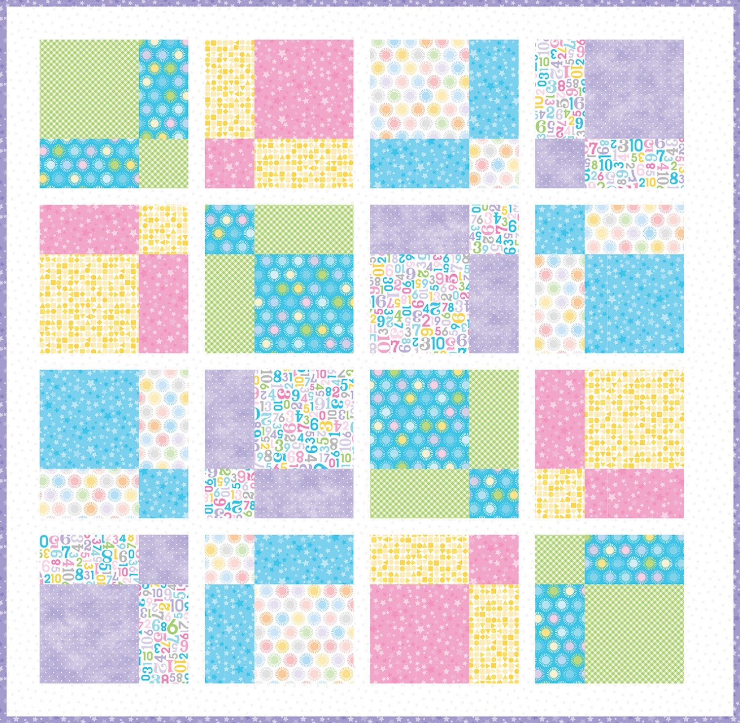 Playtime Flannel | Two By Two: Pink Quilt Kit from Maywood Studio | 43.5" x 43.5"